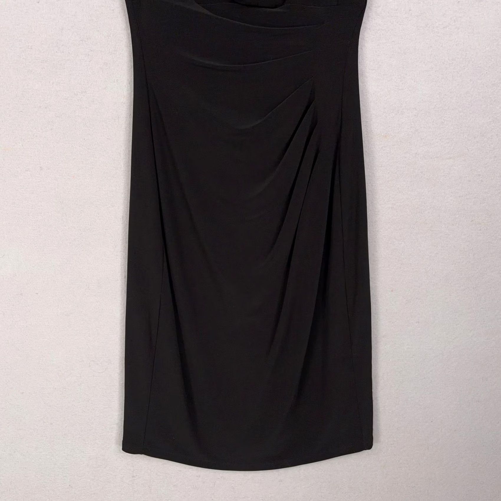Ralph Lauren Lauren Ralph Lauren Dress Womens 4 Black Cowl Neck Ruched Sheath Knee Length LBD Shirt+Dress Size S / US 4 / IT 40 - 3 Thumbnail
