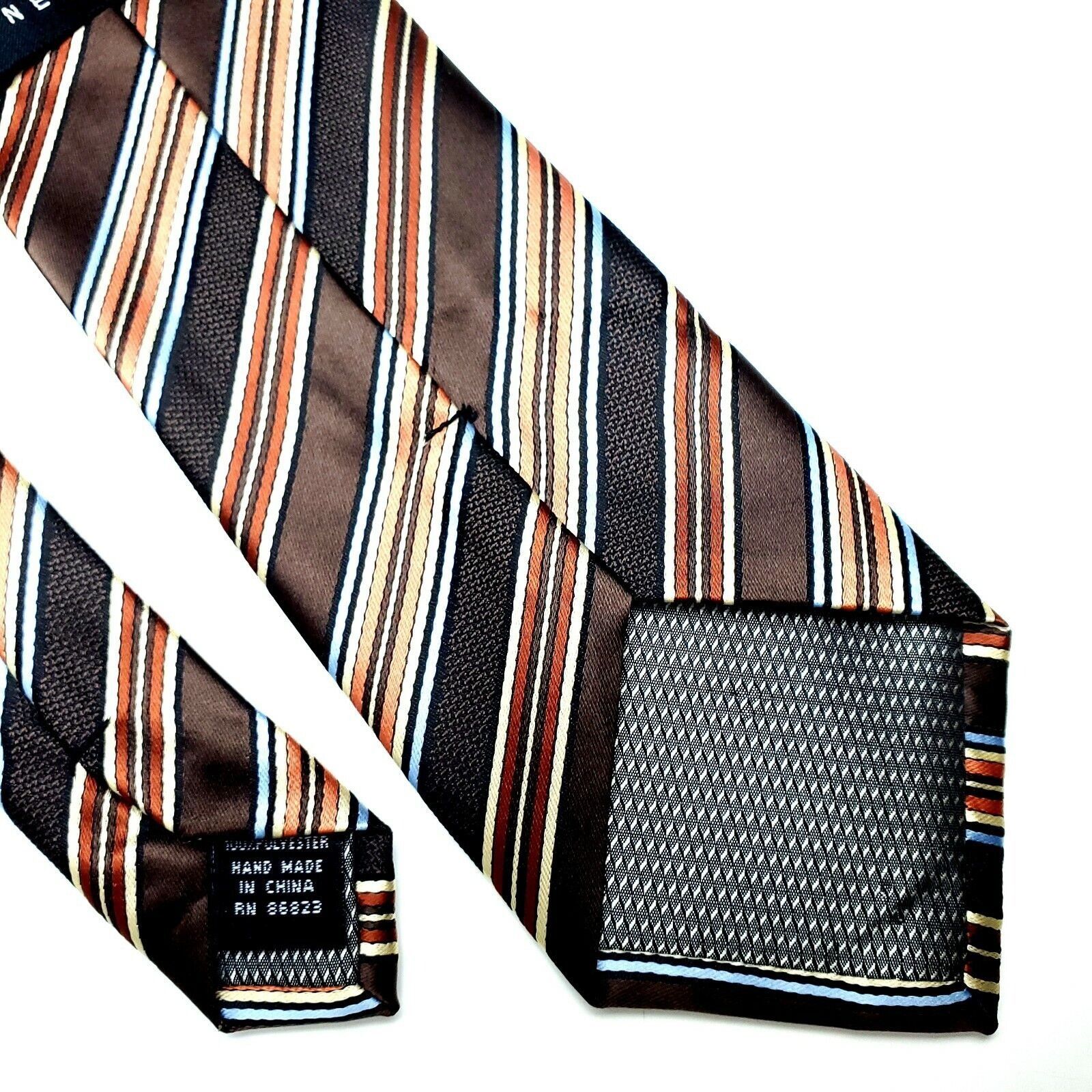 Bergamo New York Bergamo New York Polyester Tie Brown Striped Woven Classic Size ONE SIZE - 5 Thumbnail
