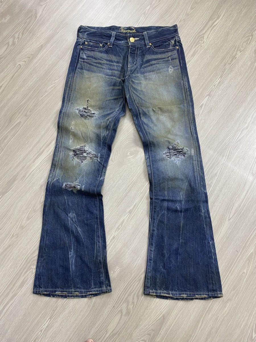 GOSTAR DE FUGA × If Six Was Nine × Le Grande Bleu (L.G.B.) 2000s Vanquish Gold Distressed Punk Y2K Lgb Flared Jeans Size US 32 / EU 48 - 1 Thumbnail