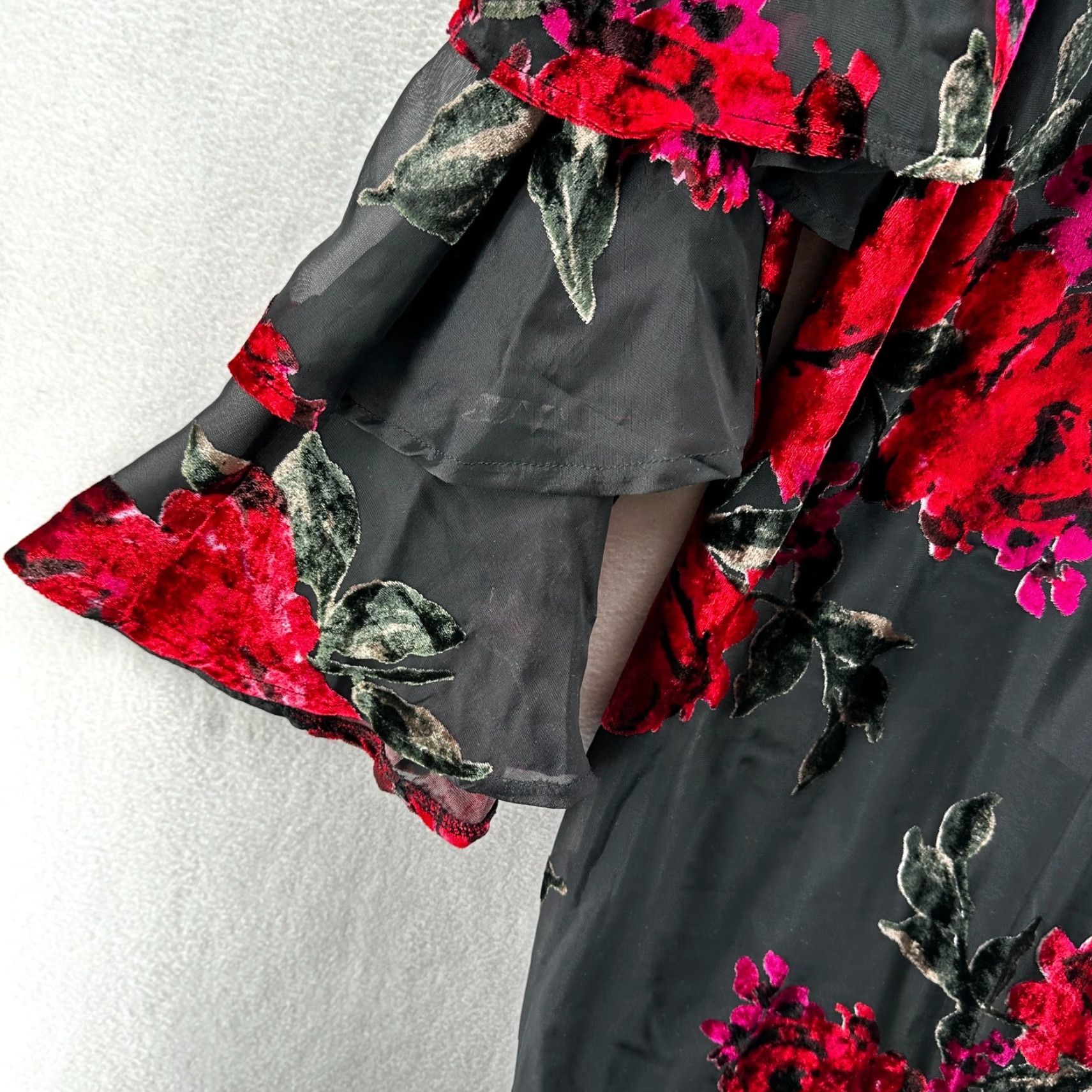 Venus Venus A-Line Dress Women Red Black Floral Velvet 16 Midi Sleeveless Button Cold Shoulder Vintage No Size XXL / US 16-18 / IT 52-54 - 5 Thumbnail