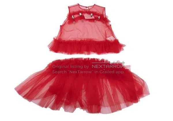 Comme des Garcons COMME des GARCONS Red Tulle Top. Size US M / EU 48-50 / 2 - 7 Thumbnail