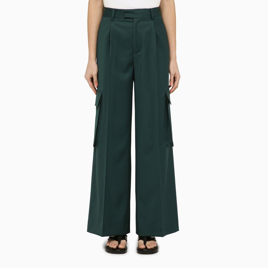 Amiri o1d2blof0724 Wool Trousers in Forest Green Size 26" / US 2 / IT 38 - 1 Thumbnail