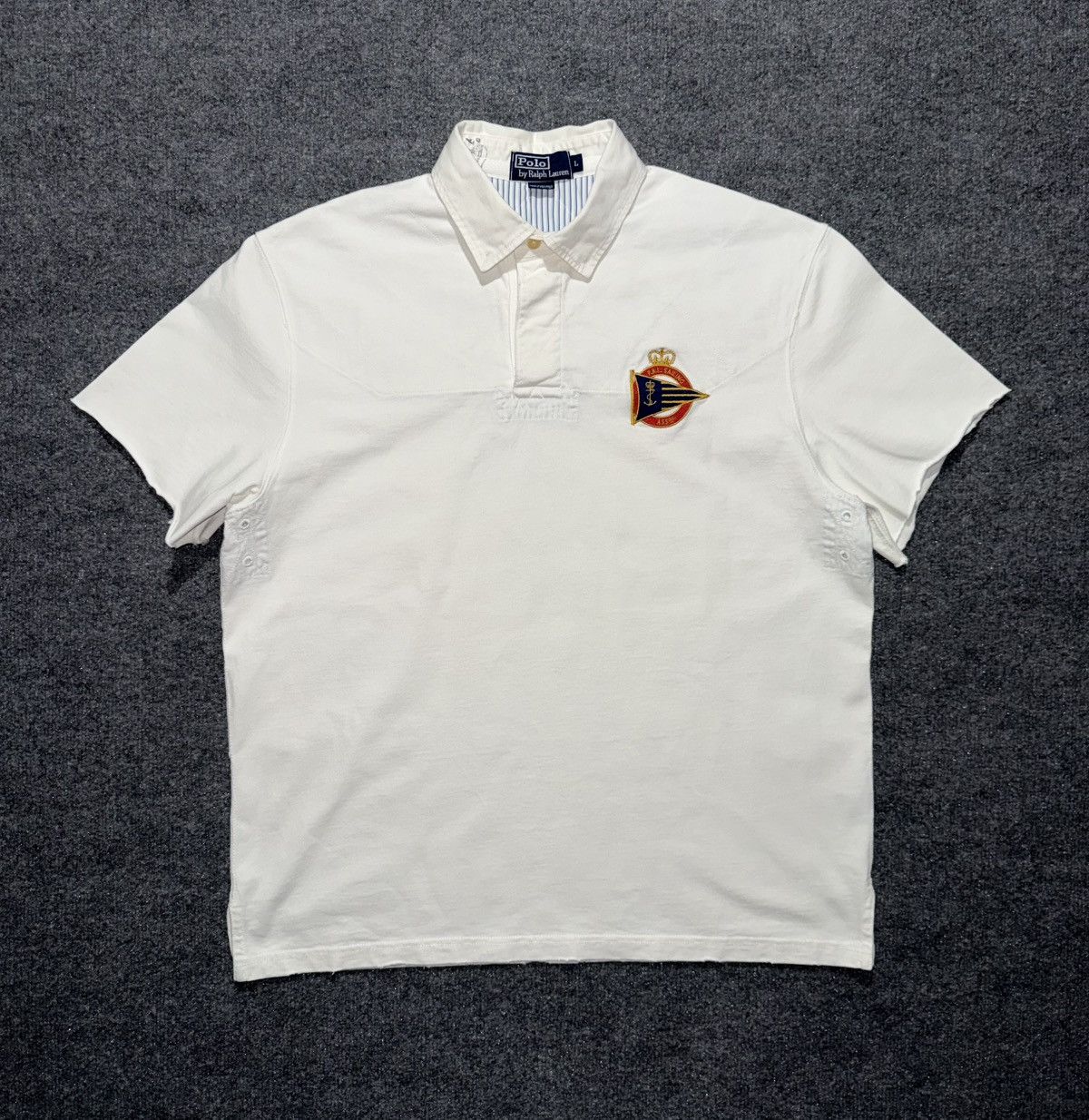 Polo Ralph Lauren Polo Ralph Lauren Rugby Shirt Distressed Hem Cut Sleeve L Size US L / EU 52-54 / 3 - 1 Thumbnail