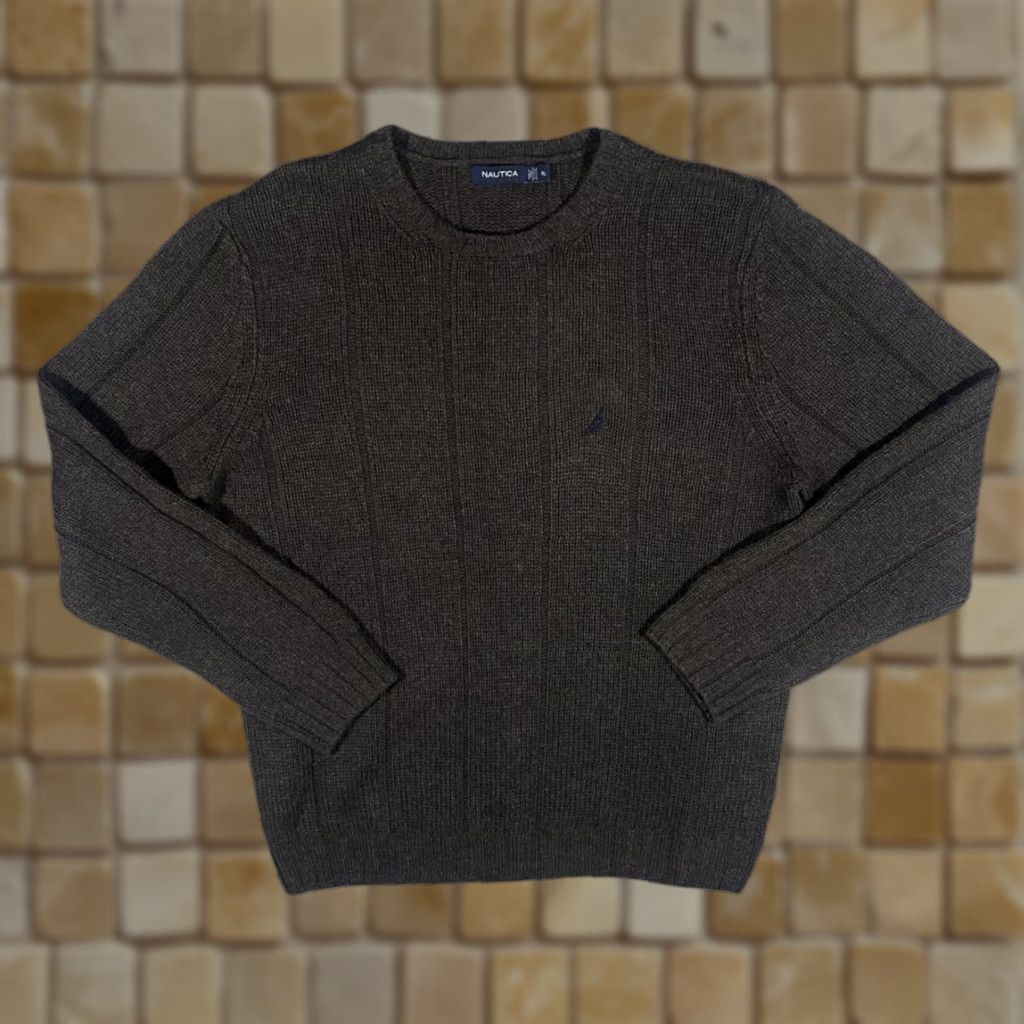 Nautica Nautica Classic Embroidered Mini Logo Brown Knit Jumper XL Men Wool Acrylic Blend Pullover Size US XL / EU 56 / 4 - 1 Thumbnail