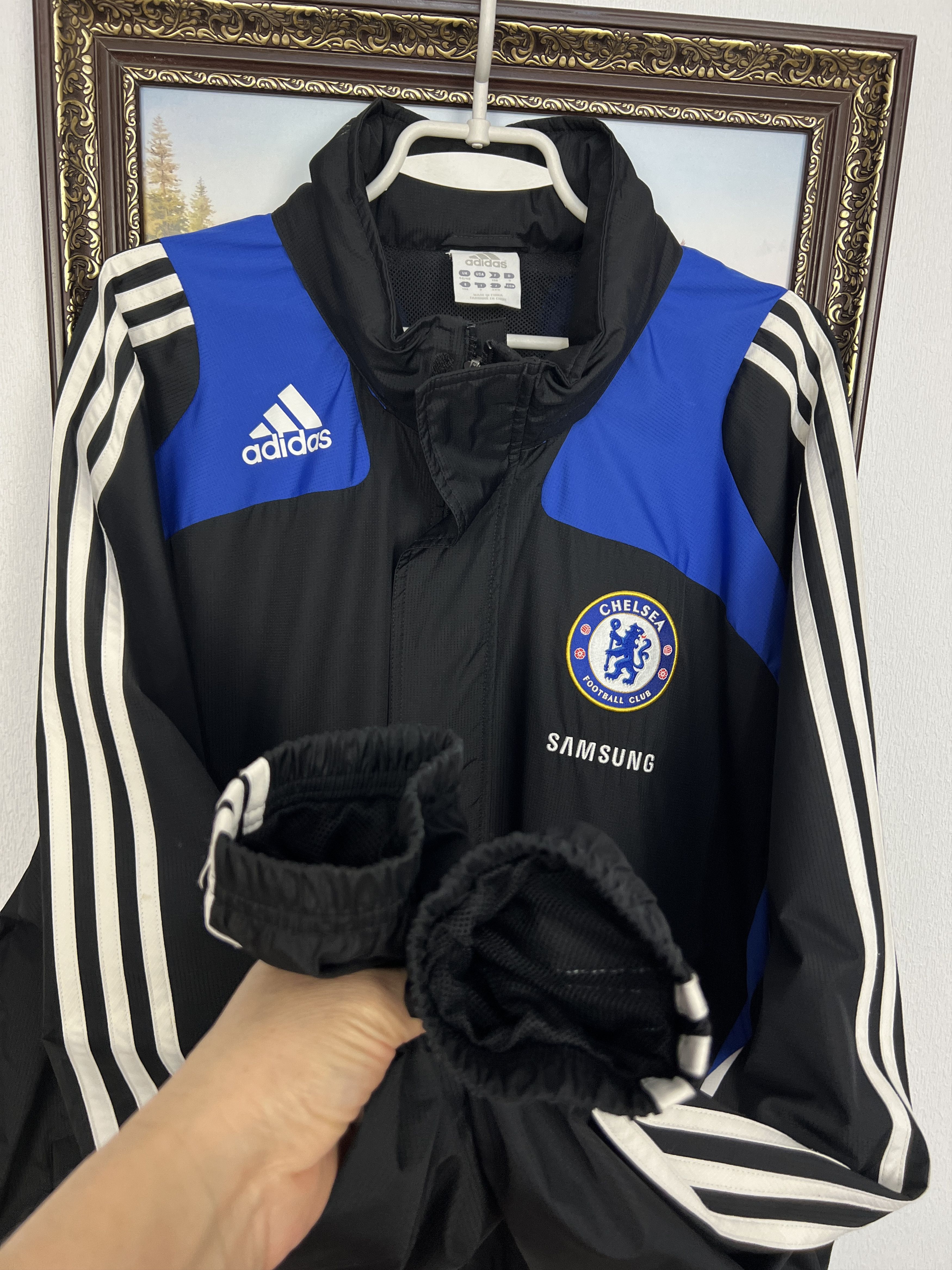Adidas Vintage Chelsea Football Jacket Soccer Track Top Rain Hooded Size US XXL / EU 58 / 5 - 6 Thumbnail