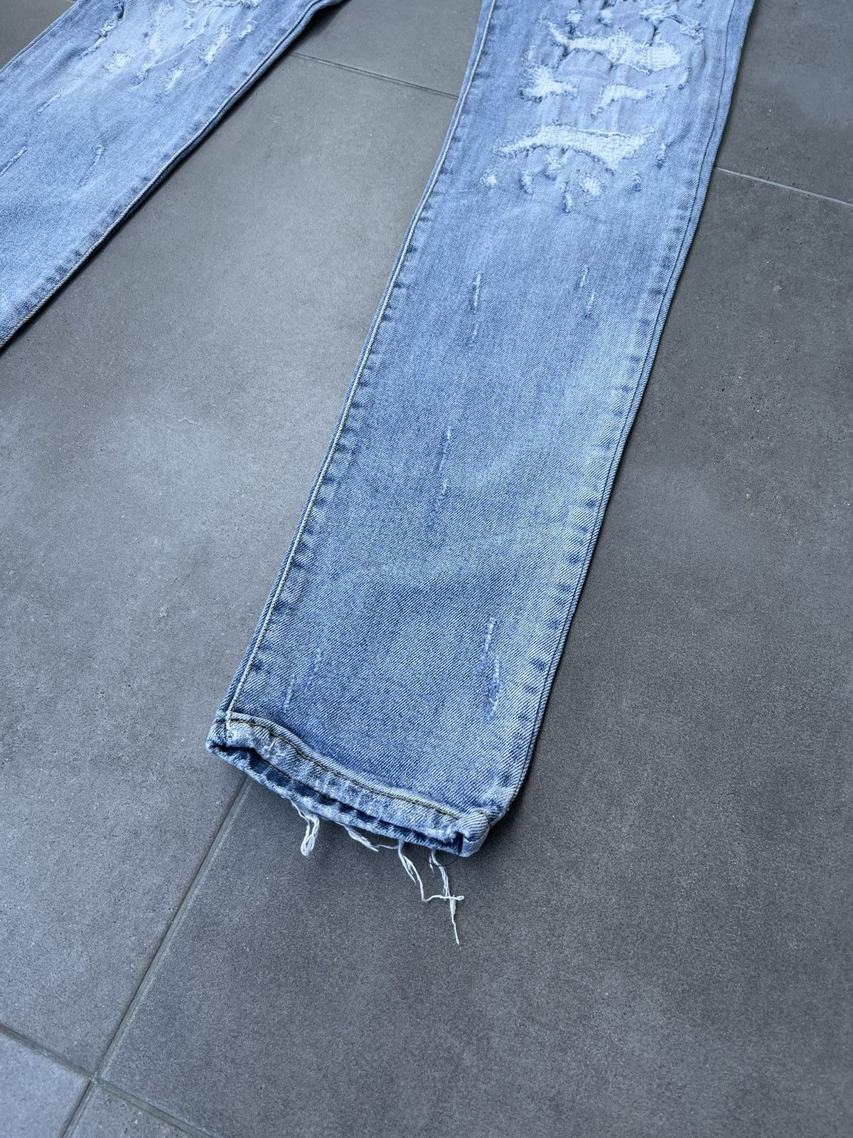 Balmain Balmain Distressed Indigo Biker Denim Pants Size US 31 - 12 Thumbnail