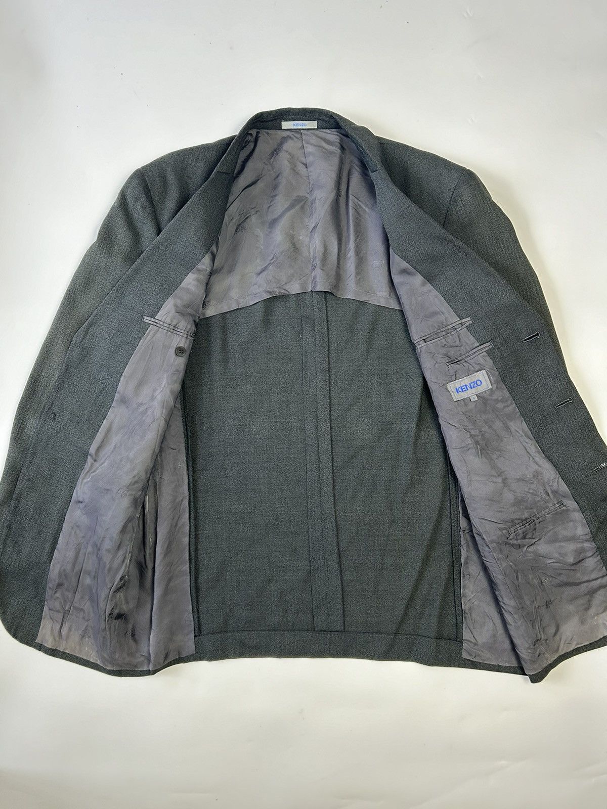 Designer × Kenzo KENZO SINGLE BREAST GREY BLAZER Size 40R - 4 Thumbnail