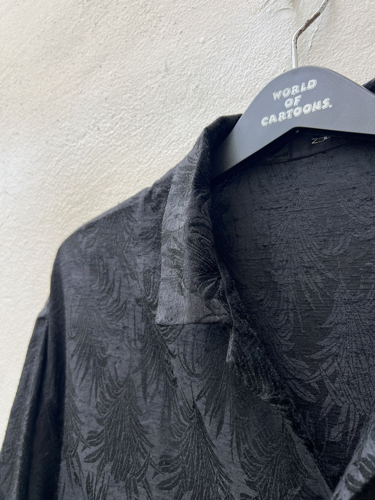 Johnbull Vintage 80s John Bull Zou Zou Raw Silk Black Jacquard Shirt Size US XL / EU 56 / 4 - 12 Thumbnail