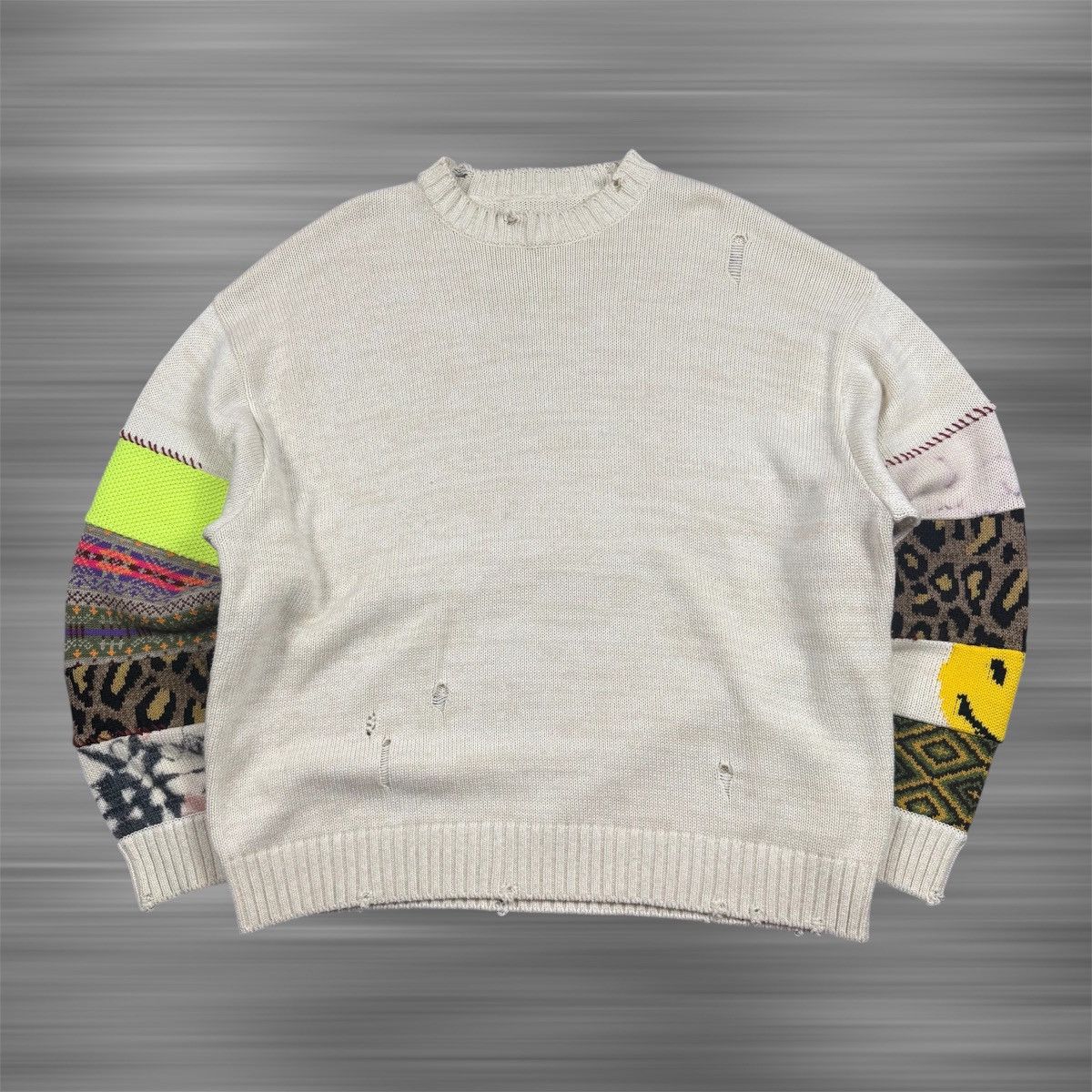 Kapital Kapital 5G Cotton Knit Hippie Sleeve Crew Sweater 'Ecru' Size US L / EU 52-54 / 3 - 1 Thumbnail