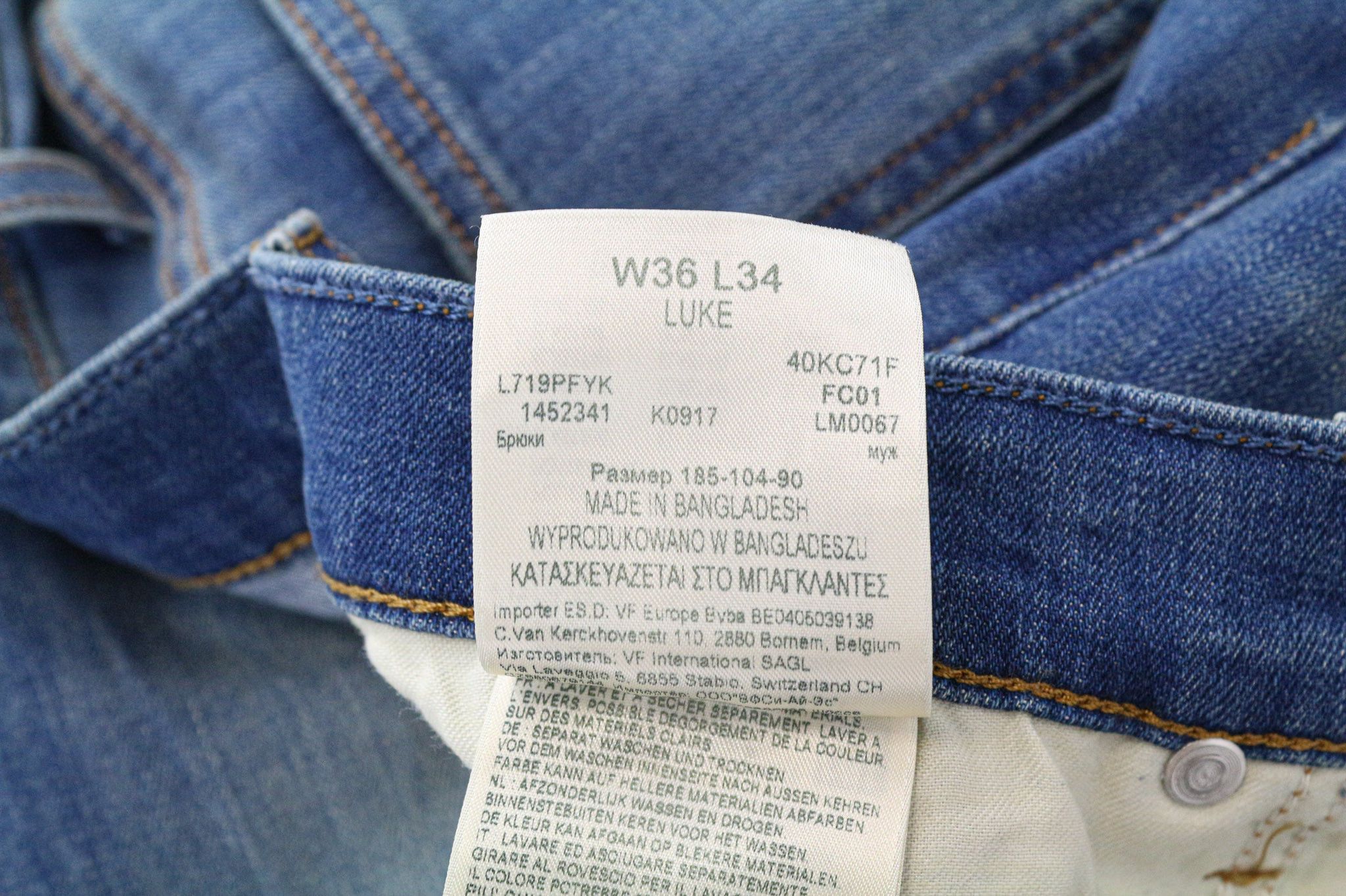 Lee LUKE W36/L34 Slim Taper Blue Stretch Jeans 75582 Size US 36 / EU 52 - 6 Thumbnail