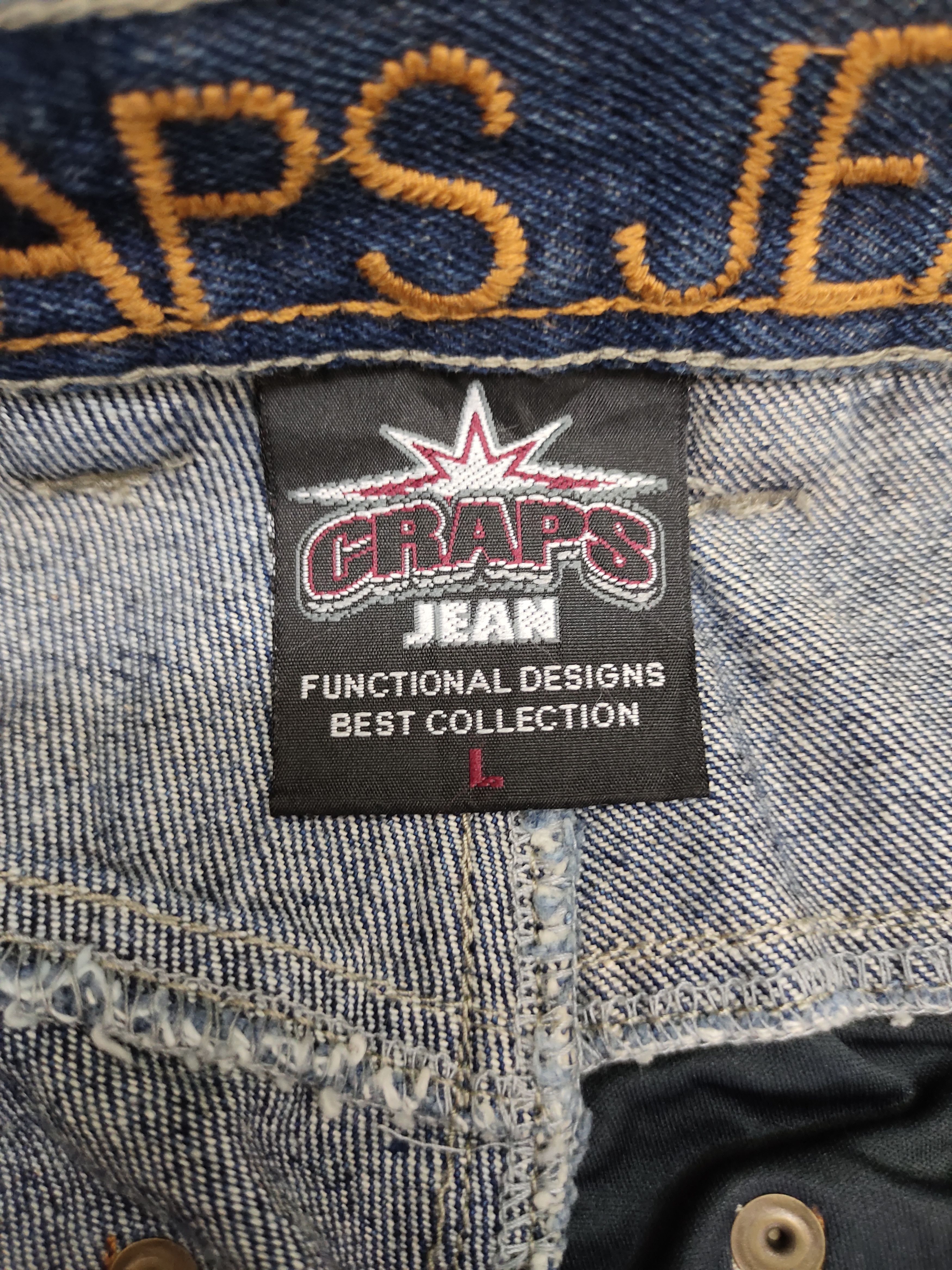 Japanese Brand Baggy Jeans Craps Jean Carpenter Wide Leg Denim Y2k Jnco Size US 31 - 14 Thumbnail