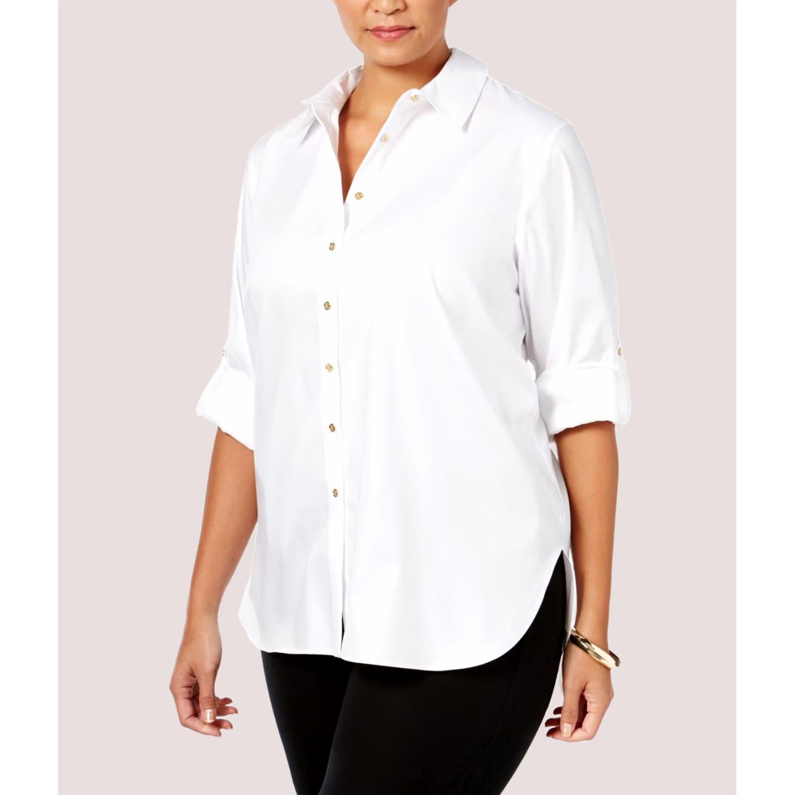 Calvin Klein Calvin Klein Womens Collared Non Iron Tunic Button Up Shirt, White, 3X Size XXL / US 16-18 / IT 52-54 - 1 Thumbnail