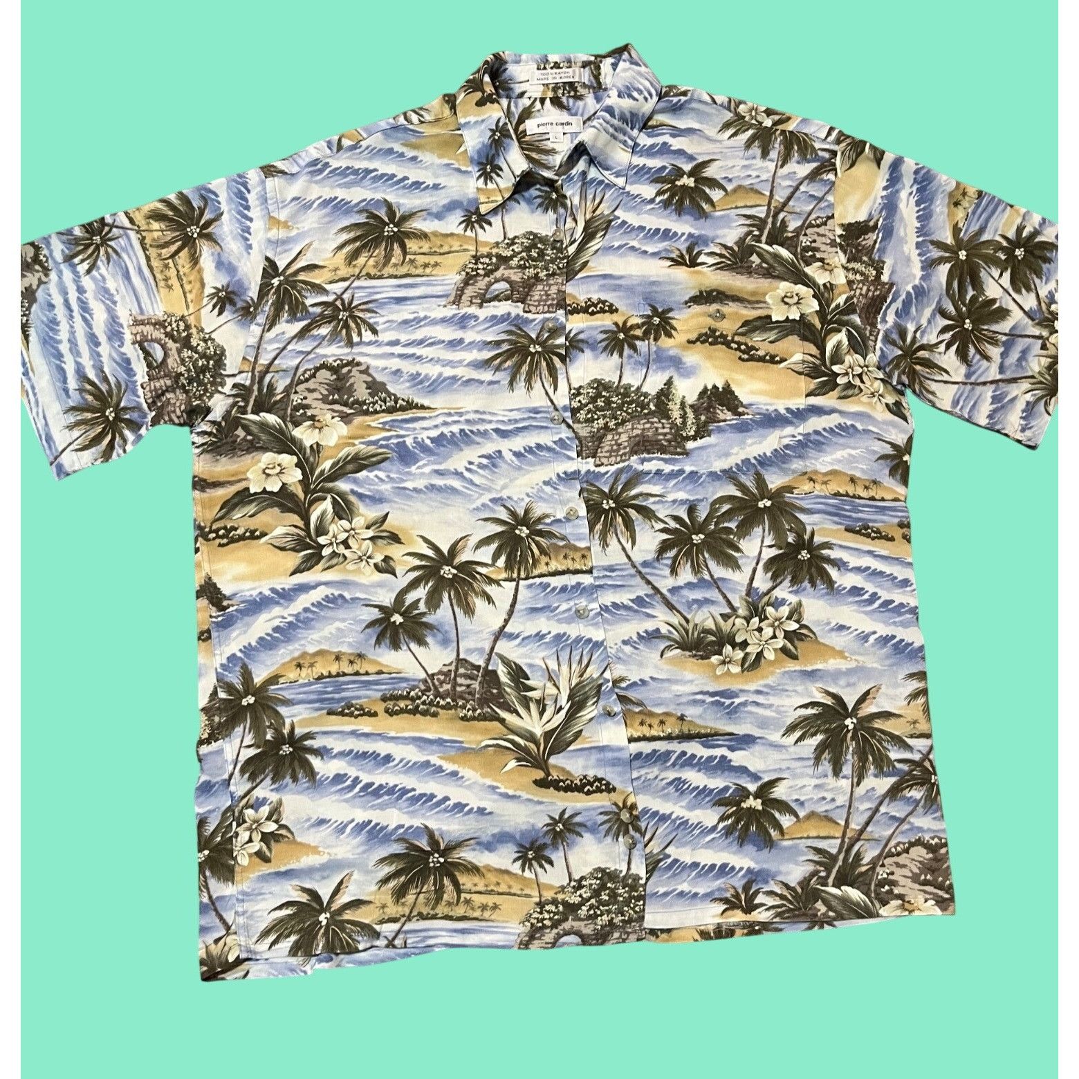 Pierre Cardin Pierre Cardin Rayon Hawaiian Button-Up Shirt L Tropical Palm Size US L / EU 52-54 / 3 - 1 Thumbnail