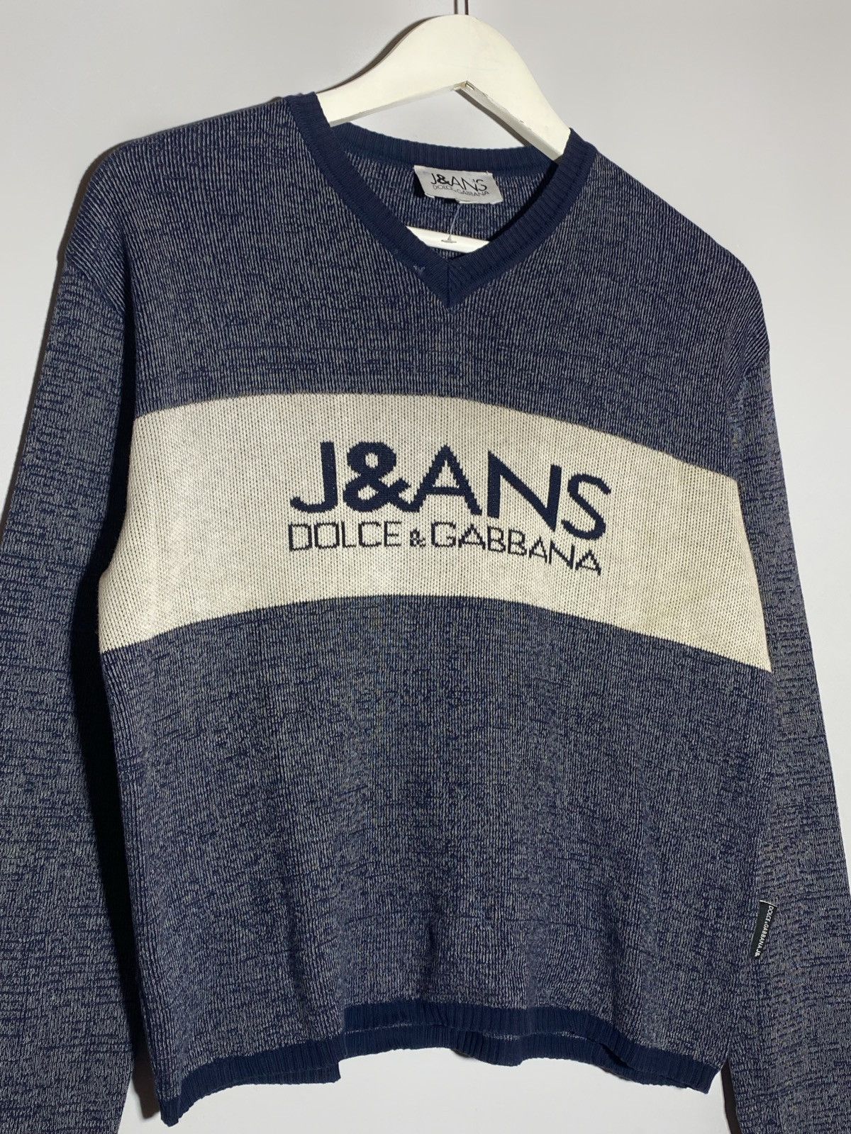 Dolce & Gabbana Vintage 90s Dolce & Gabbana Jeans V-neck Women’s Sweater Size L / US 10 / IT 46 - 3 Thumbnail