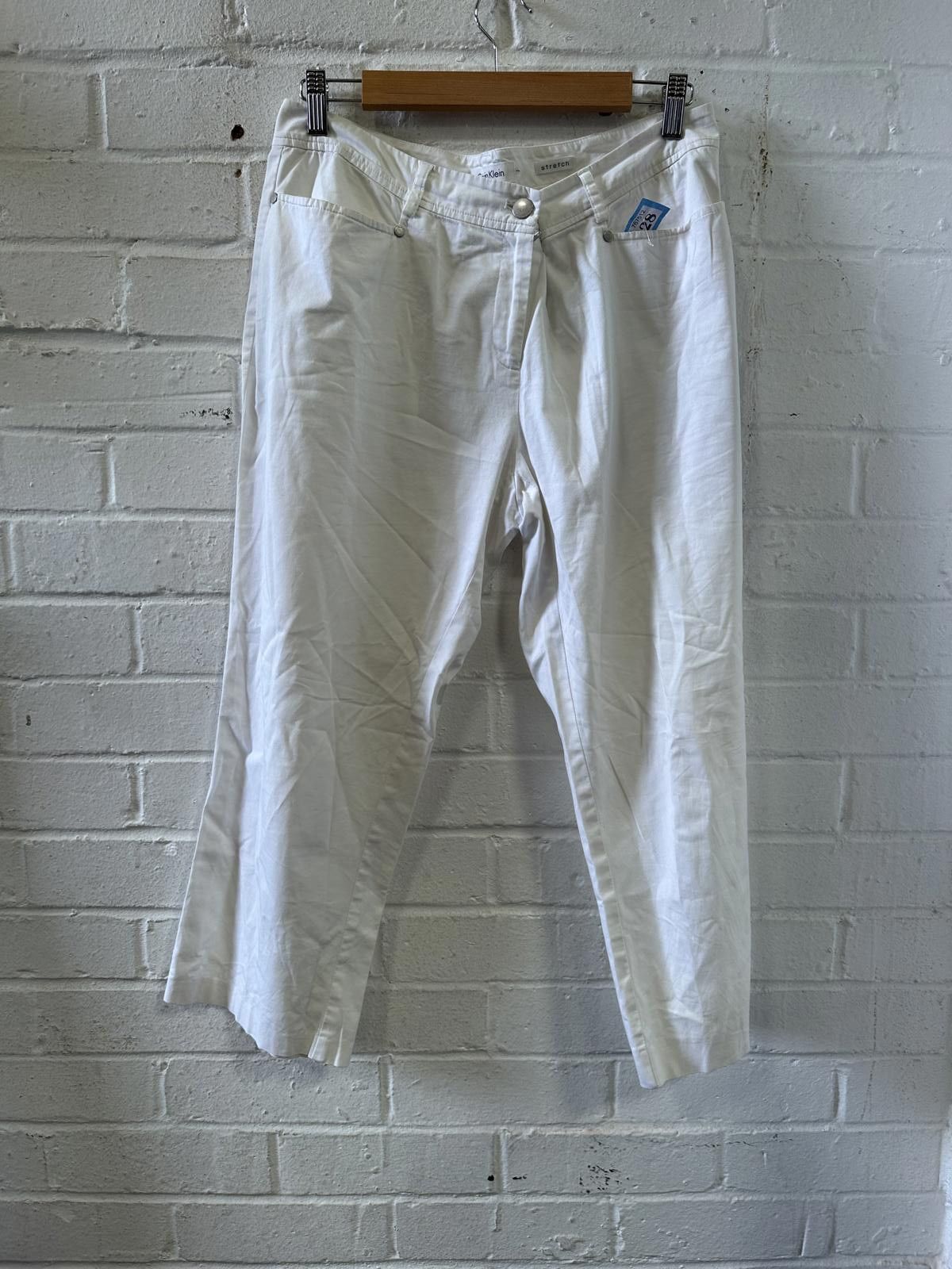 Calvin Klein Calvin Klein White Stretch Women's Casual Pants Size 10 Size 32" / US 10 / IT 46 - 1 Thumbnail