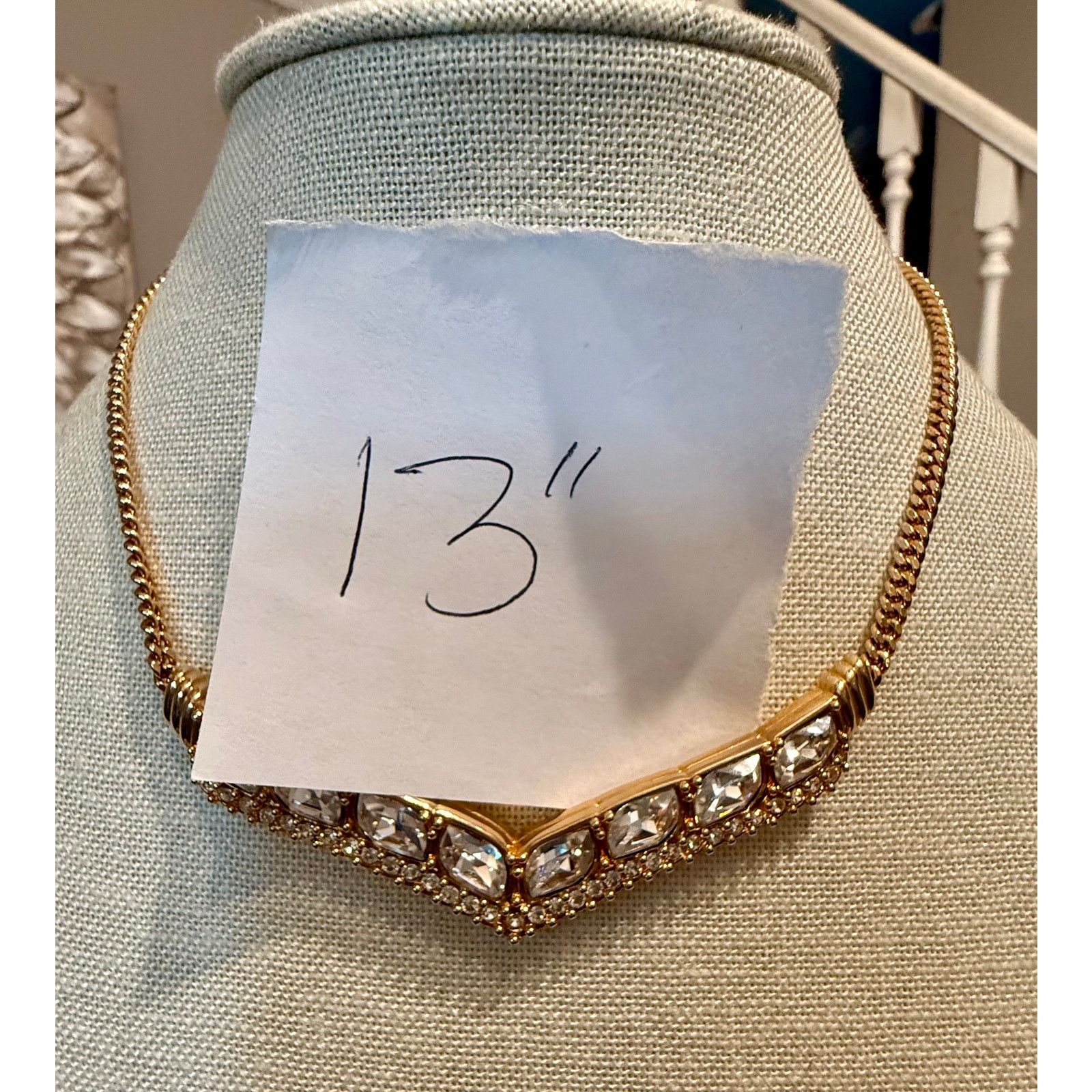 Swarovski Vintage Swarovski Gold Tone Crystal V Necklace 14” Size ONE SIZE - 2 Thumbnail