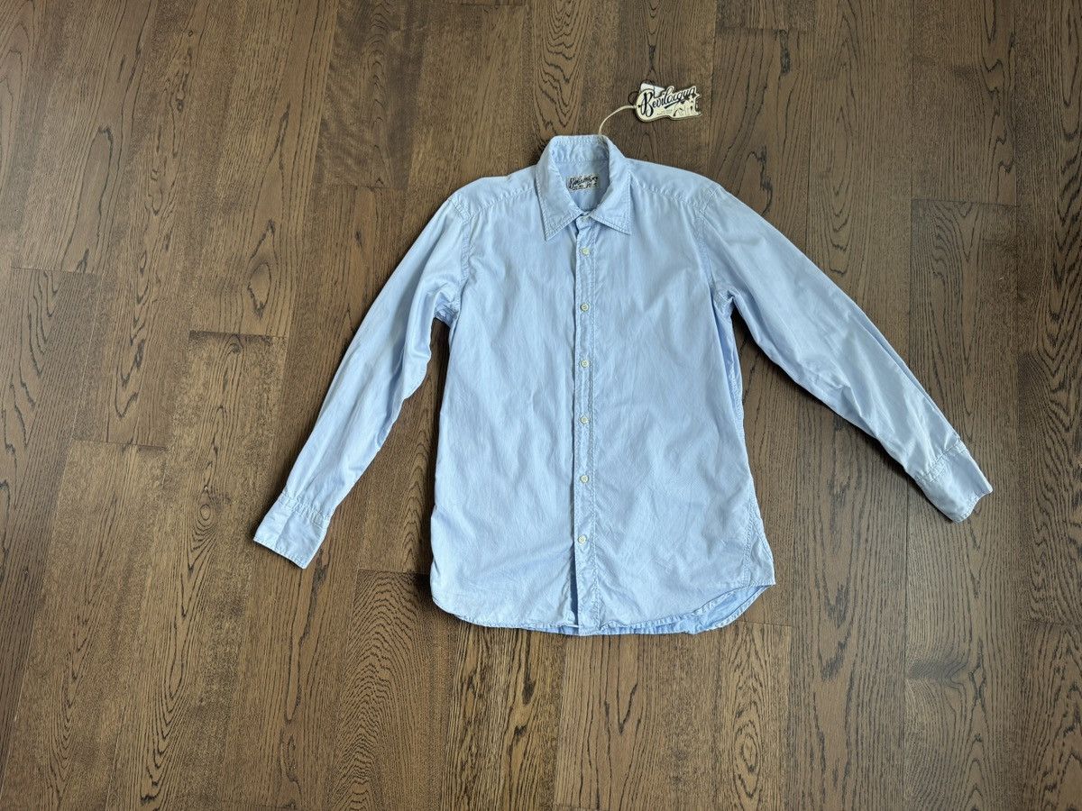 Bevilacqua BEVILACQUA Italy Handmade Mens Blue Cotton Dress Shirt Size US S / EU 44-46 / 1 - 2 Thumbnail