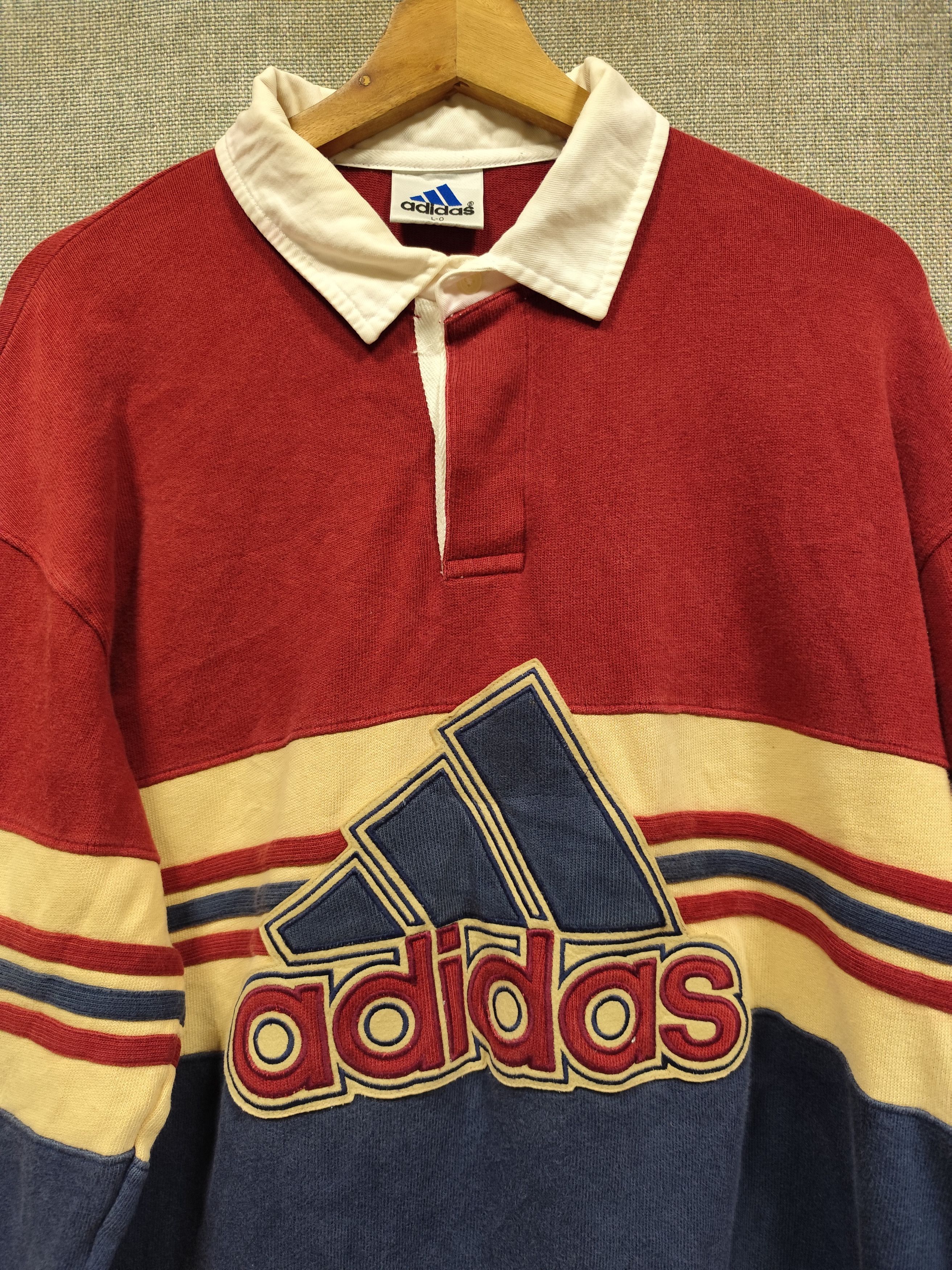 Adidas Vintage 90s rugby shirt adidas equipment logo embroidery Size US L / EU 52-54 / 3 - 3 Thumbnail
