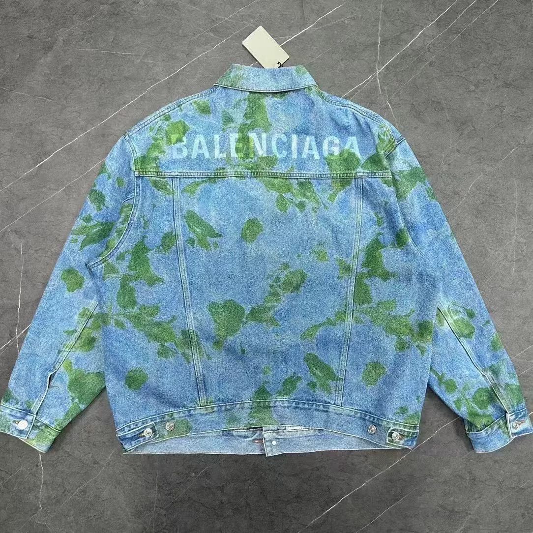 Balenciaga Balenciaga Moss Print Denim Jacket Size US S / EU 44-46 / 1 - 1 Thumbnail