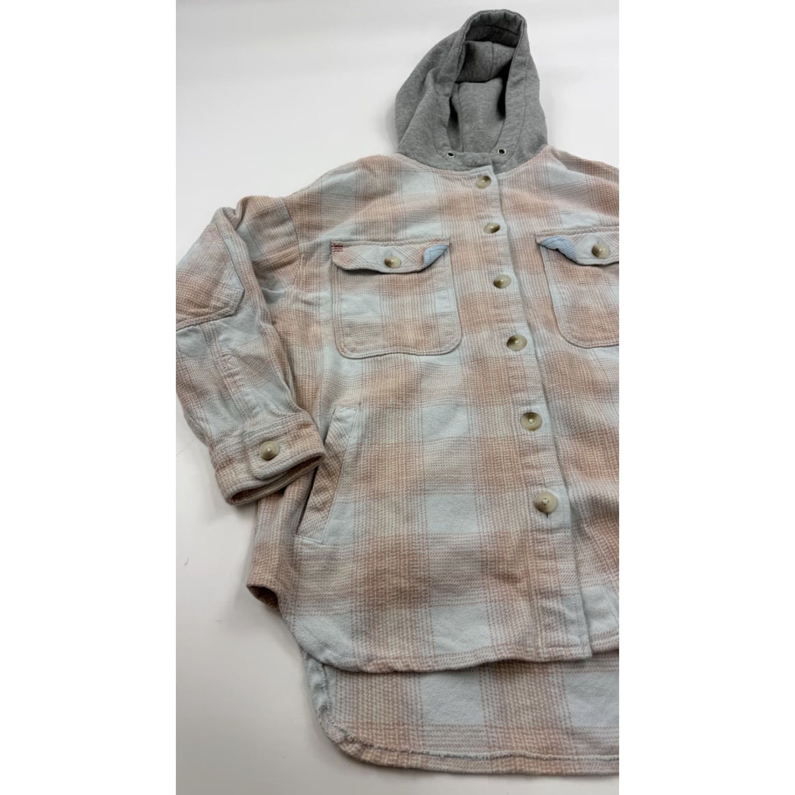 Bdg BDG Urban Outfitters Shirt Womens Small Pink Blue Plaid Hooded Flannel Size S / US 4 / IT 40 - 2 Thumbnail