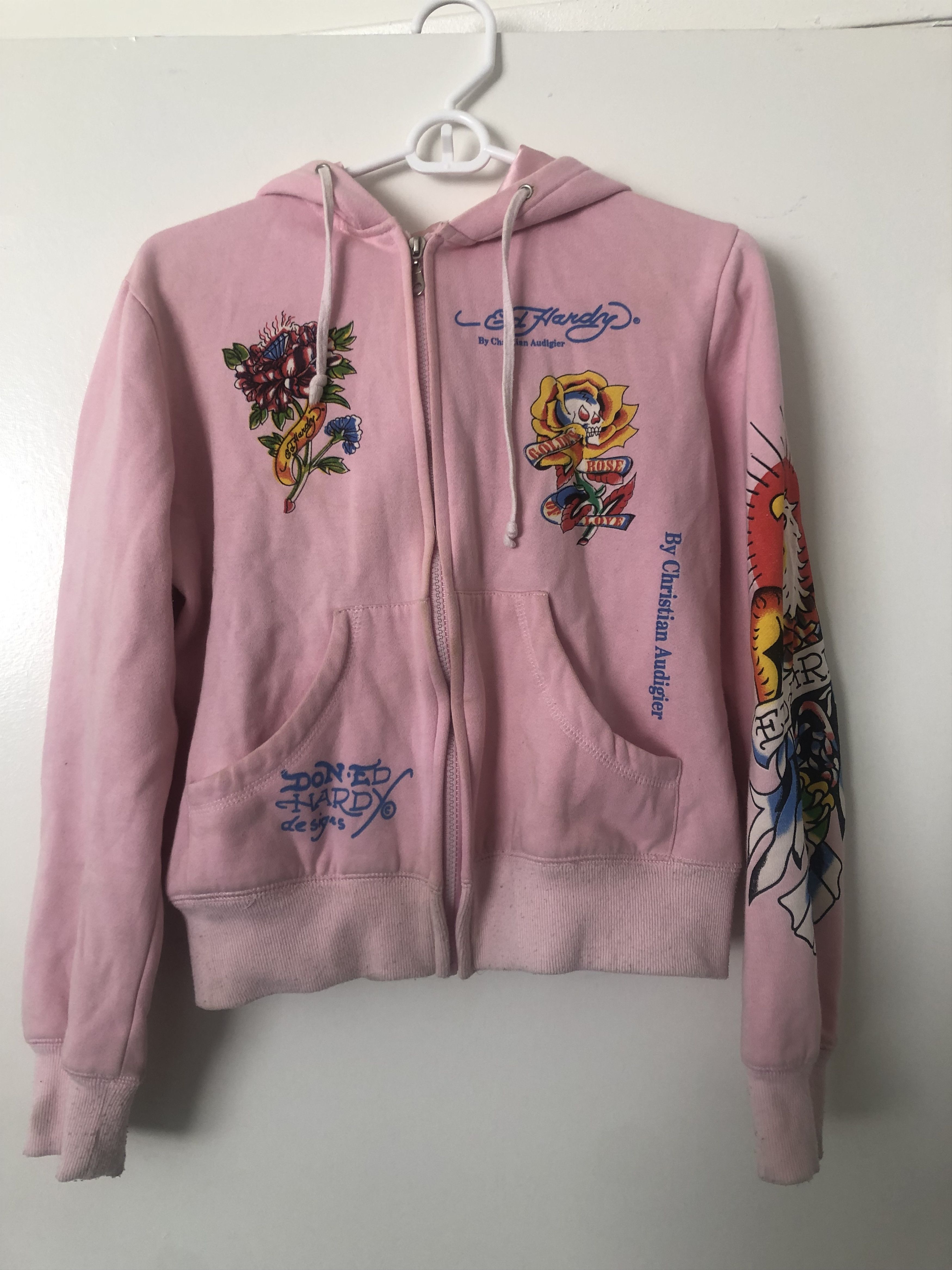 Ed Hardy Ed Hardy Pink Zip-Up Sweater Size S / US 4 / IT 40 - 1 Thumbnail
