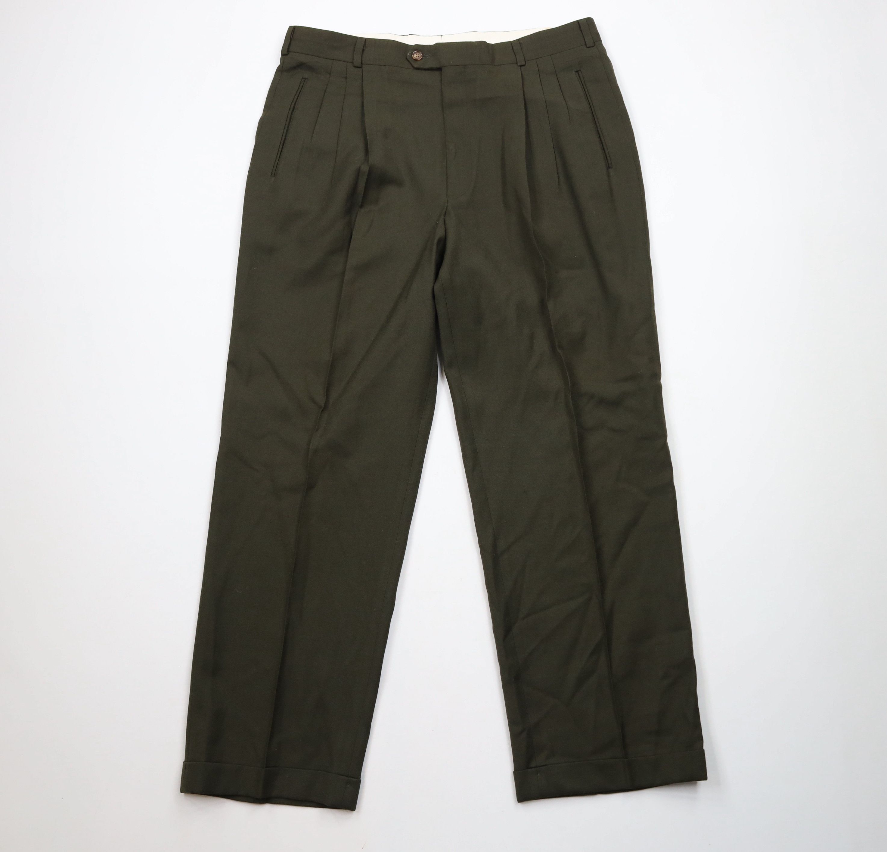 Vintage Vintage 90s Streetwear Cuffed Wide Leg Chino Pants Green Size US 36 / EU 52 - 1 Thumbnail
