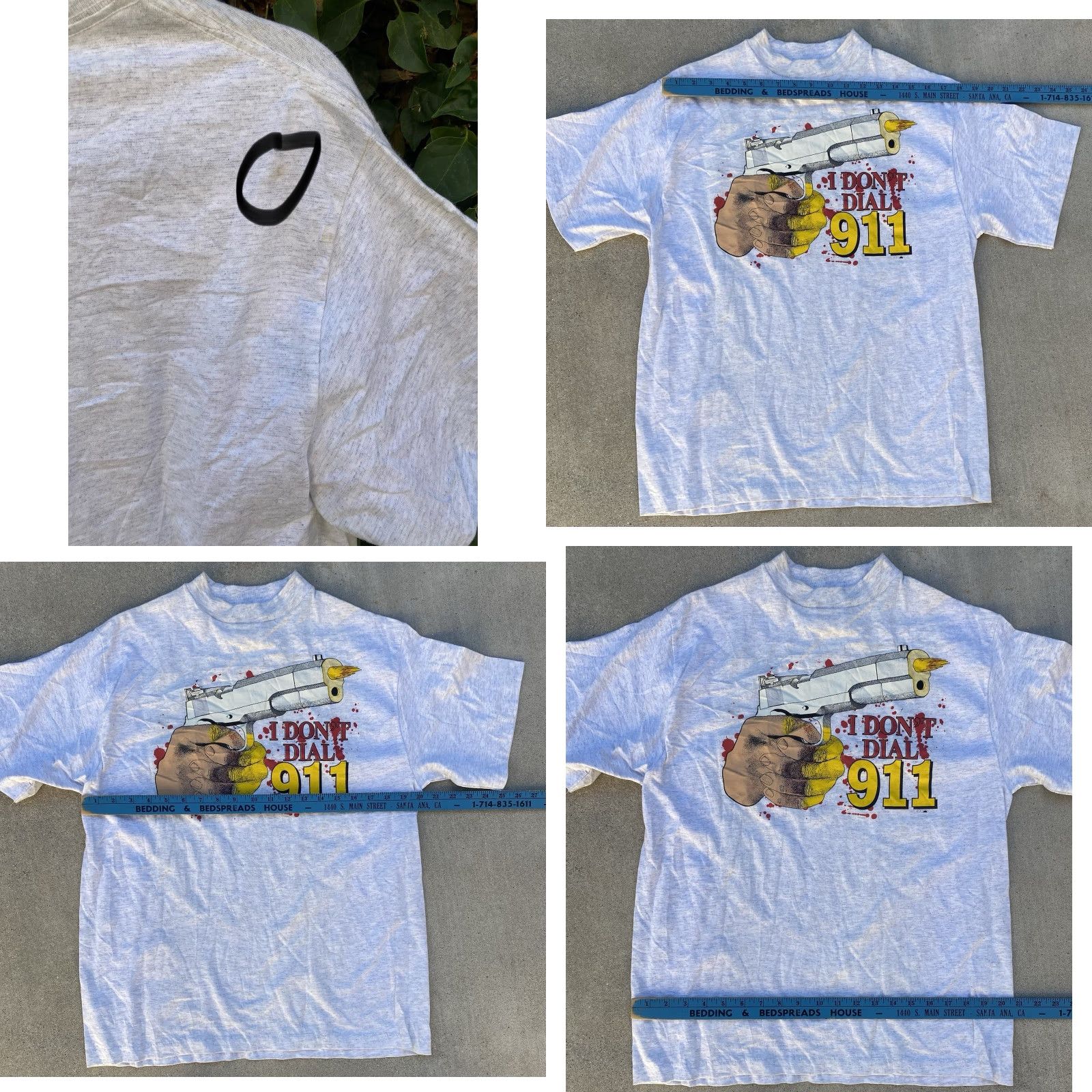 Vintage VINTAGE I Dont Dial 911 T Shirt Hand Gun Graphic Tee Warrior Inc Nashville Sz L Mens Gray Cotton Blend 1990s Graphic Print Short Sleeve Size US L / EU 52-54 / 3 - 11 Thumbnail