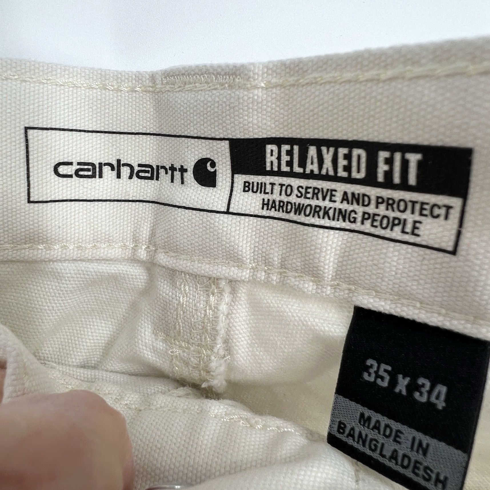 Carhartt Carhartt Double Knee Work Pants BN2802-M 35x32 Canvas Relaxed Fit Cargo Pockets Beige/Wht Size US 35 - 2 Thumbnail
