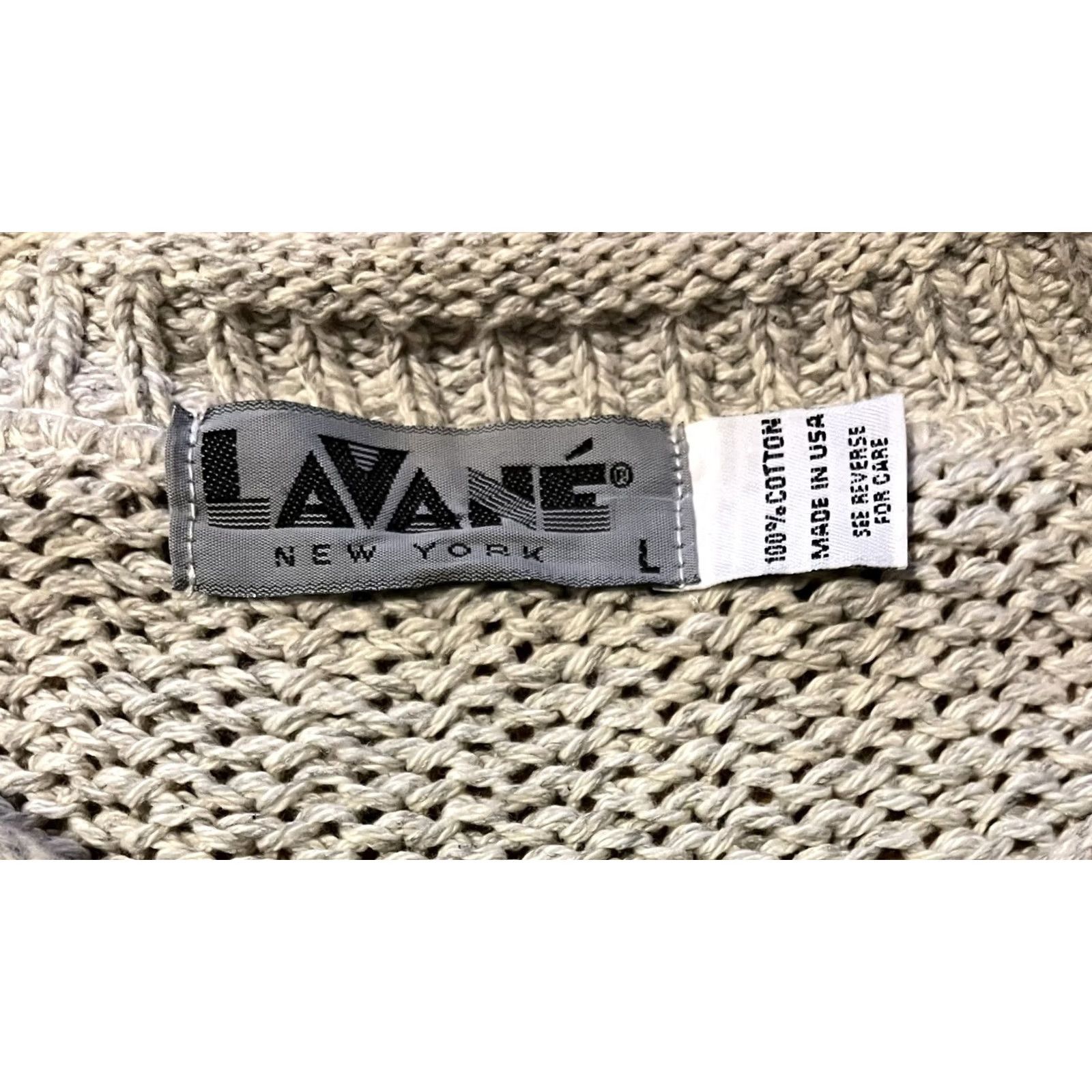 Savane VINTAGE Lavane Sweater Men’s Large Beige Blue 90s Stripes Crew Neck Knit Pullover Casual Formal Workwear Oversized Womens Mens Boys Girls Size US L / EU 52-54 / 3 - 3 Thumbnail