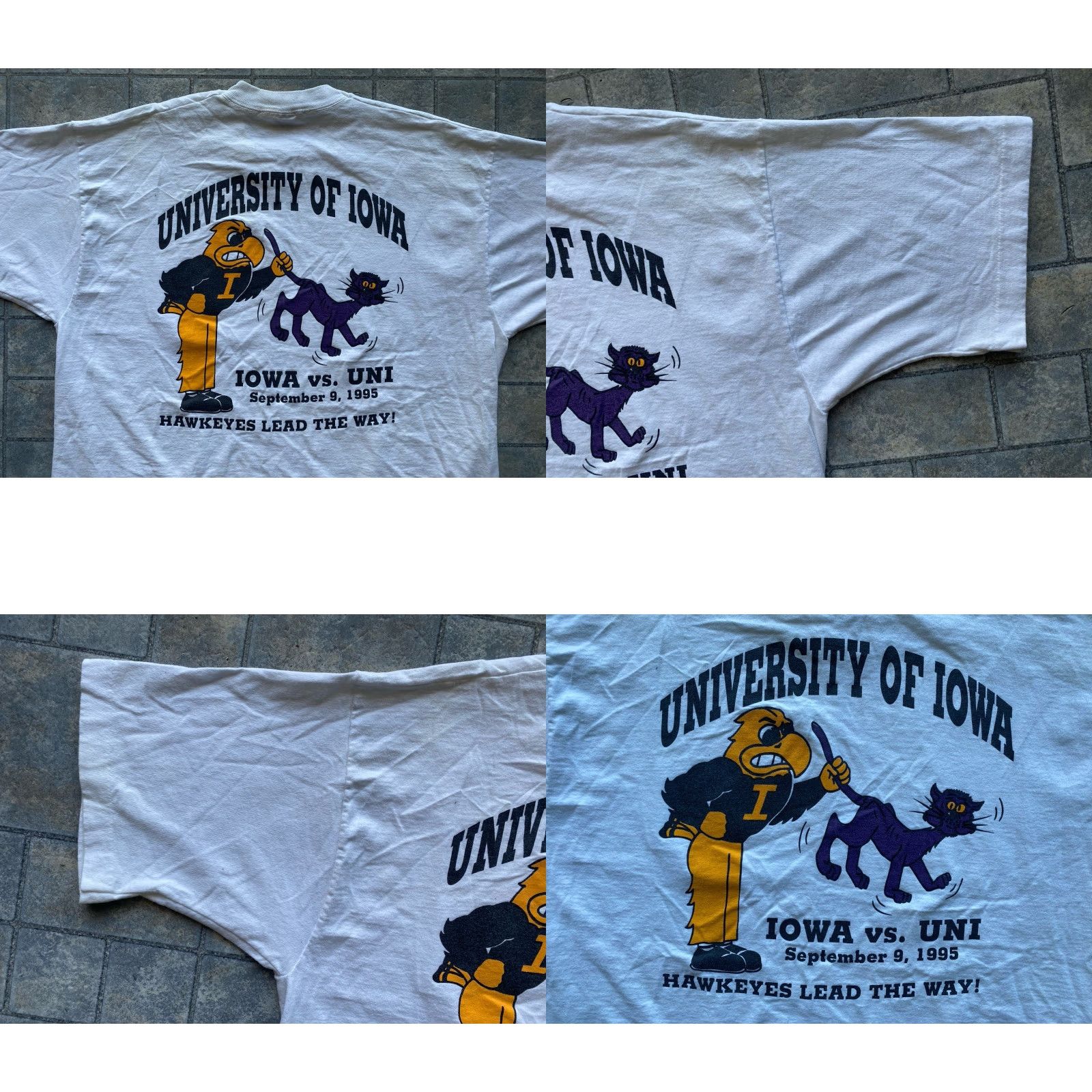 Fruit Of The Loom VINTAGE University Of Iowa T Shirt Men XL White 1995 Fruit Of The Loom Short Sleeve 90s College Sports Size US XL / EU 56 / 4 - 9 Thumbnail
