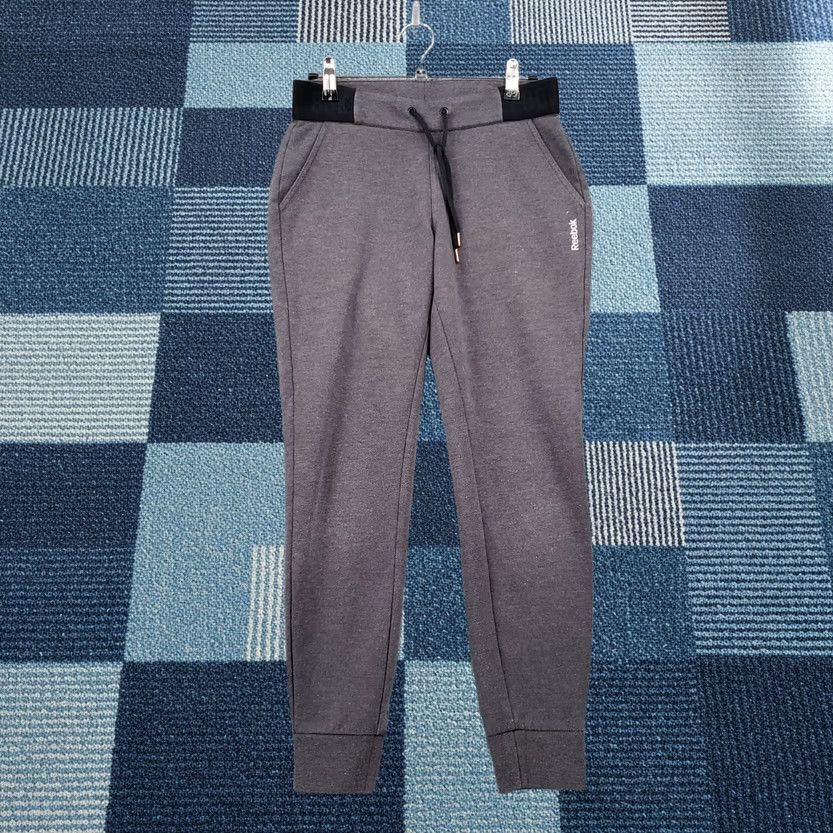 Reebok Reebok Pants XS Gray Jogger Skinny Mid Rise Flat Front Drawstring Cotton Womens Size 26" / US 2 / IT 38 - 1 Thumbnail
