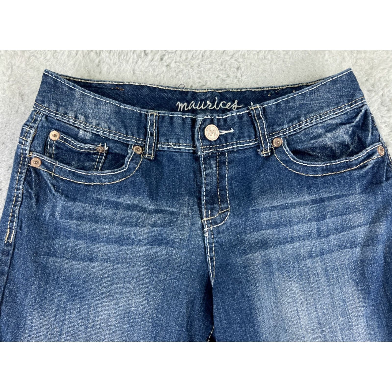 Vintage Maurices Jeans Womens 9 Blue Denim Mid Rise Bootcut Western Embroidered Shirt? Size 30" / US 8 / IT 44 - 4 Thumbnail