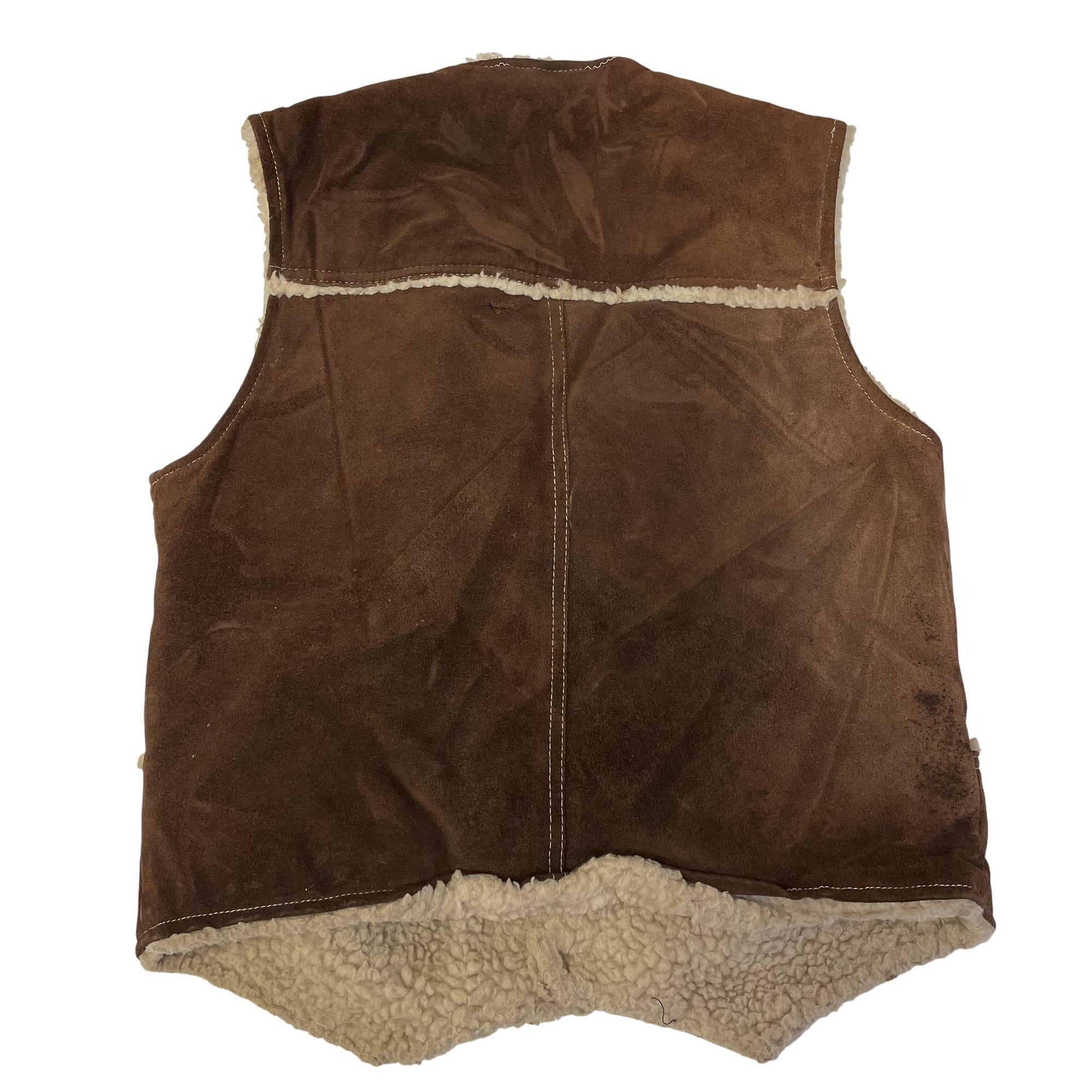 Genuine Leather Vtg HEAVY Suede Cowboy Western Waistcoat Sherpa Snap Vest Size US M / EU 48-50 / 2 - 2 Thumbnail