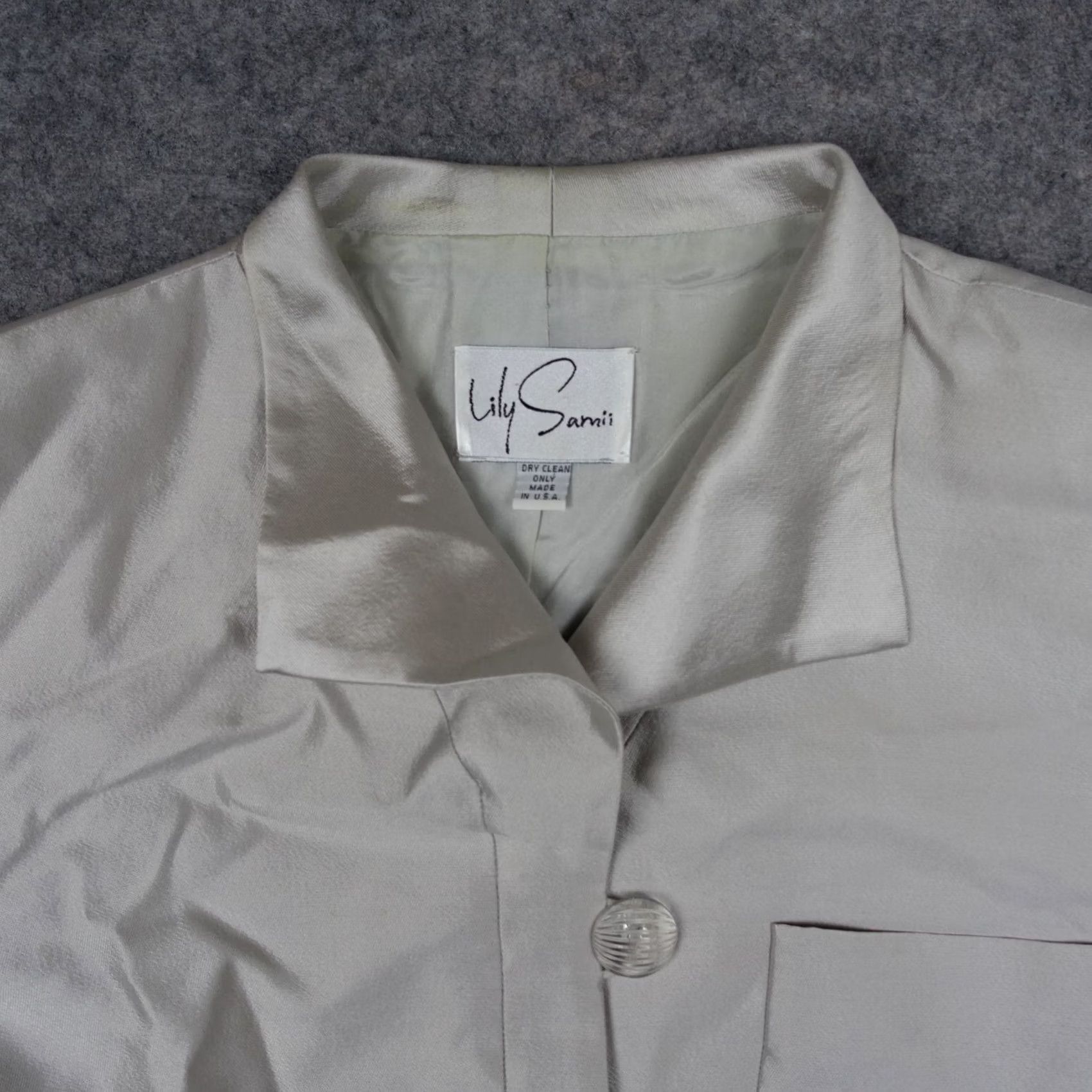 Vintage VINTAGE Lily Samii Blazer Womens 6 Silver Button Coat Blazer Compact Jacket USA Made Casual Workwear Size M / US 6-8 / IT 42-44 - 2 Thumbnail
