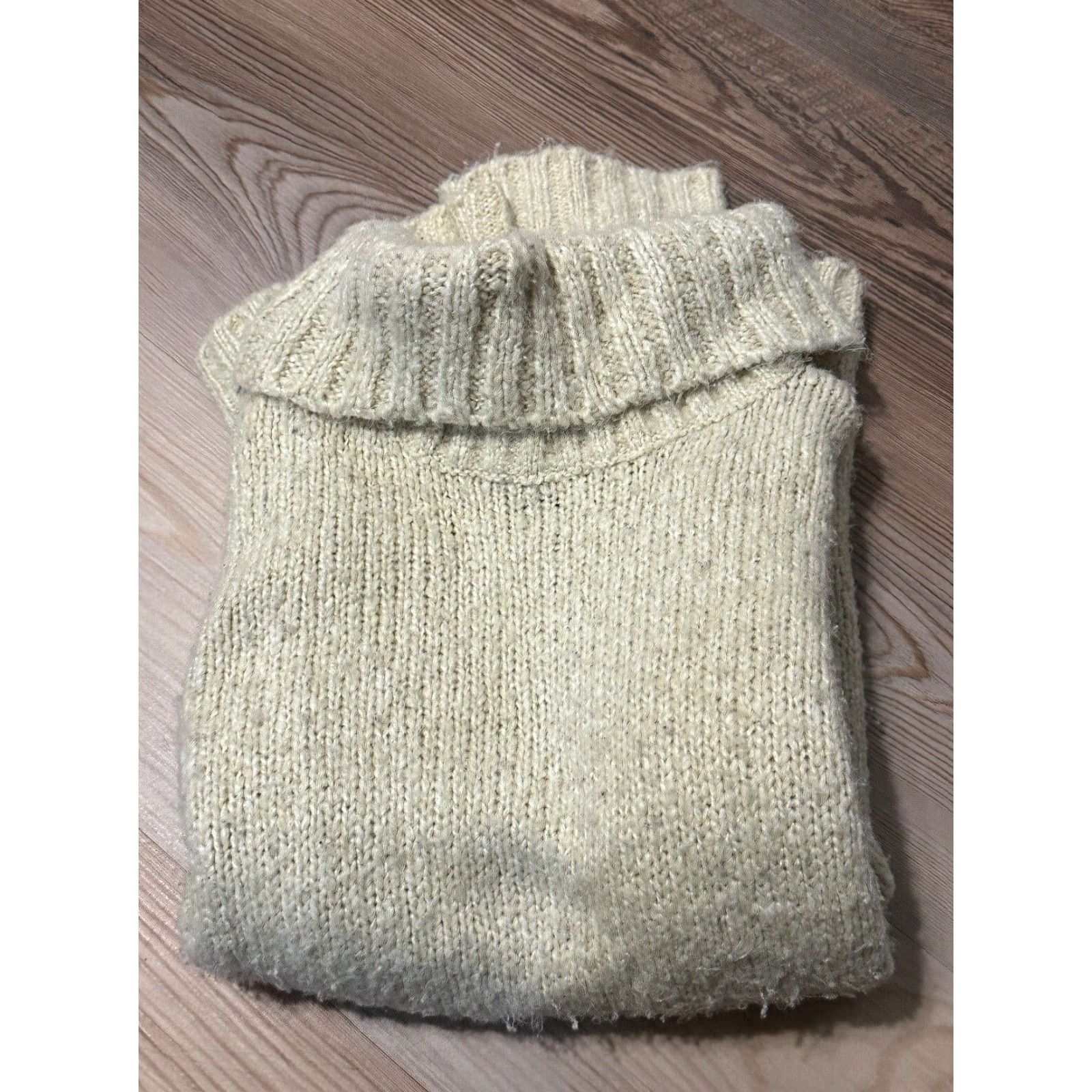 Vintage NYC Turtleneck Sweater Beige XL Women Pullover AS IS Size XL / US 12-14 / IT 48-50 - 2 Thumbnail