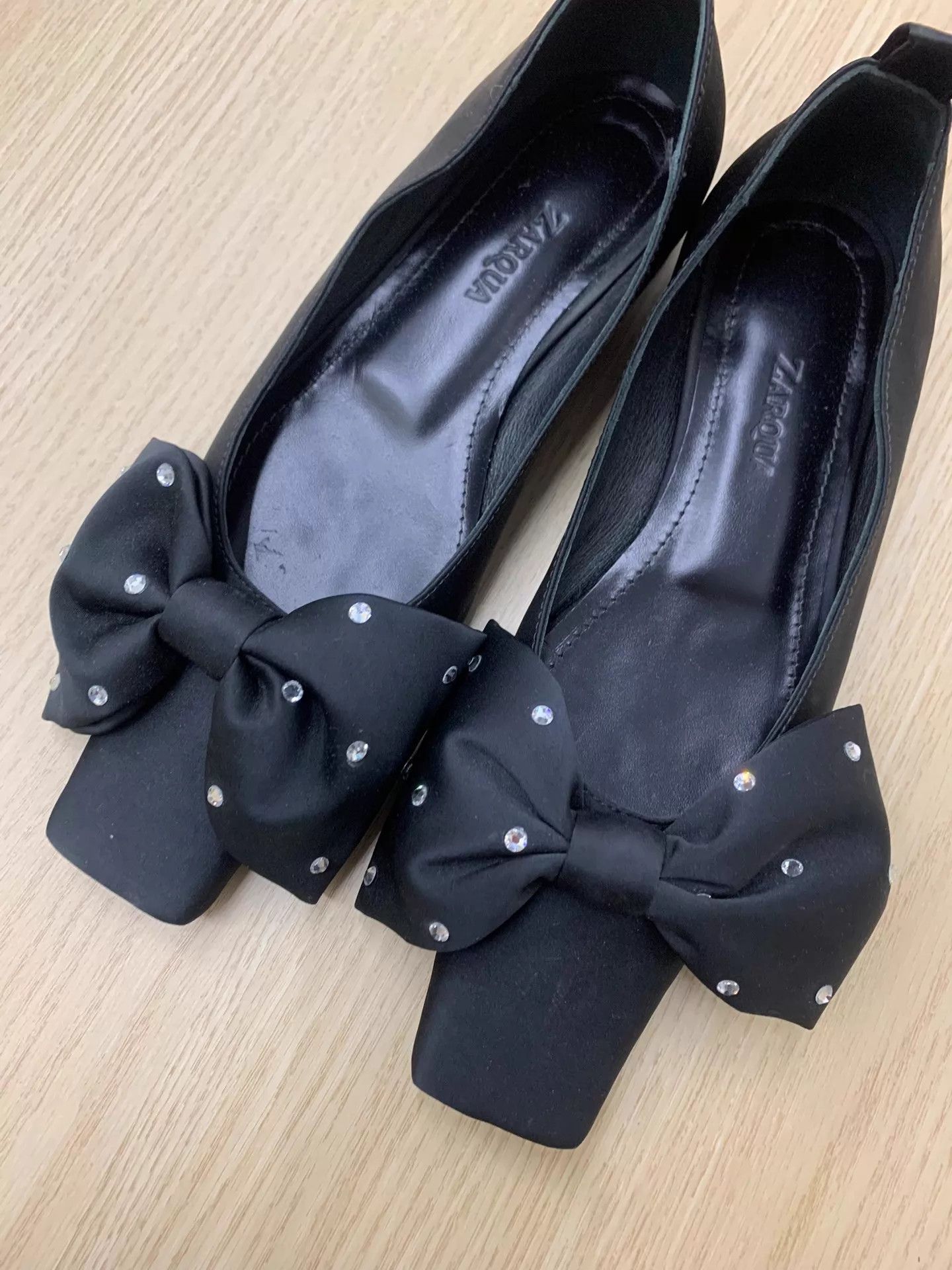 Other Zarqua Black Rhinestone Bow Flats Size 37 New Size US 6.5 / IT 36.5 - 2 Thumbnail