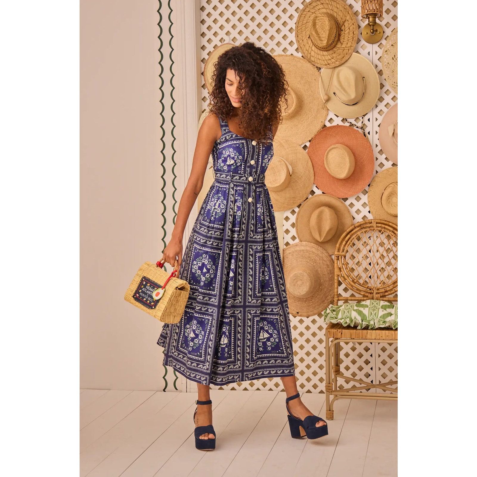 Hunter Bell Hunter Bell Bon Voyage Cleo Dress nautical print size 12 Size XL / US 12-14 / IT 48-50 - 21 Thumbnail