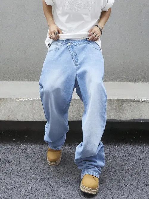 Jean × Vintage Baggy jeans Pants street oose fit Asymmetrical Size US 32 / EU 48 - 4 Thumbnail