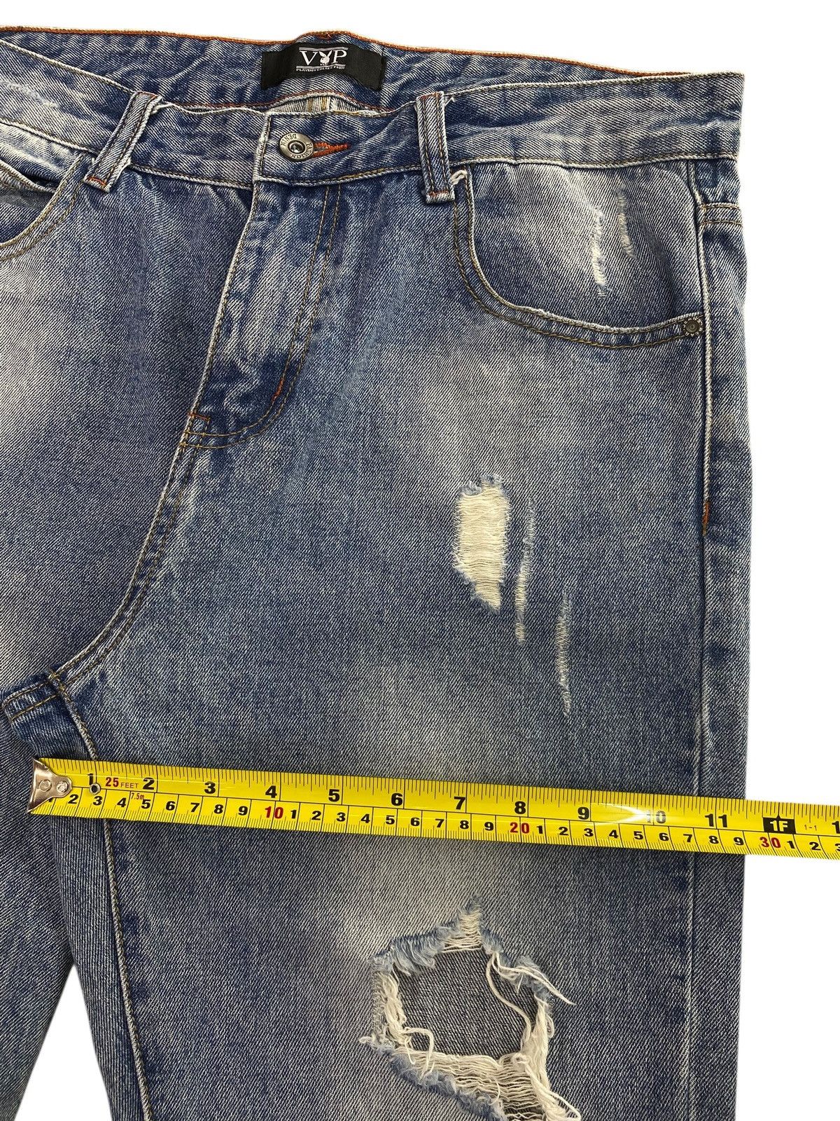 Playboy Playboy Acid Blue Wash Distressed Style Straight Cut Jeans Size US 32 / EU 48 - 6 Thumbnail