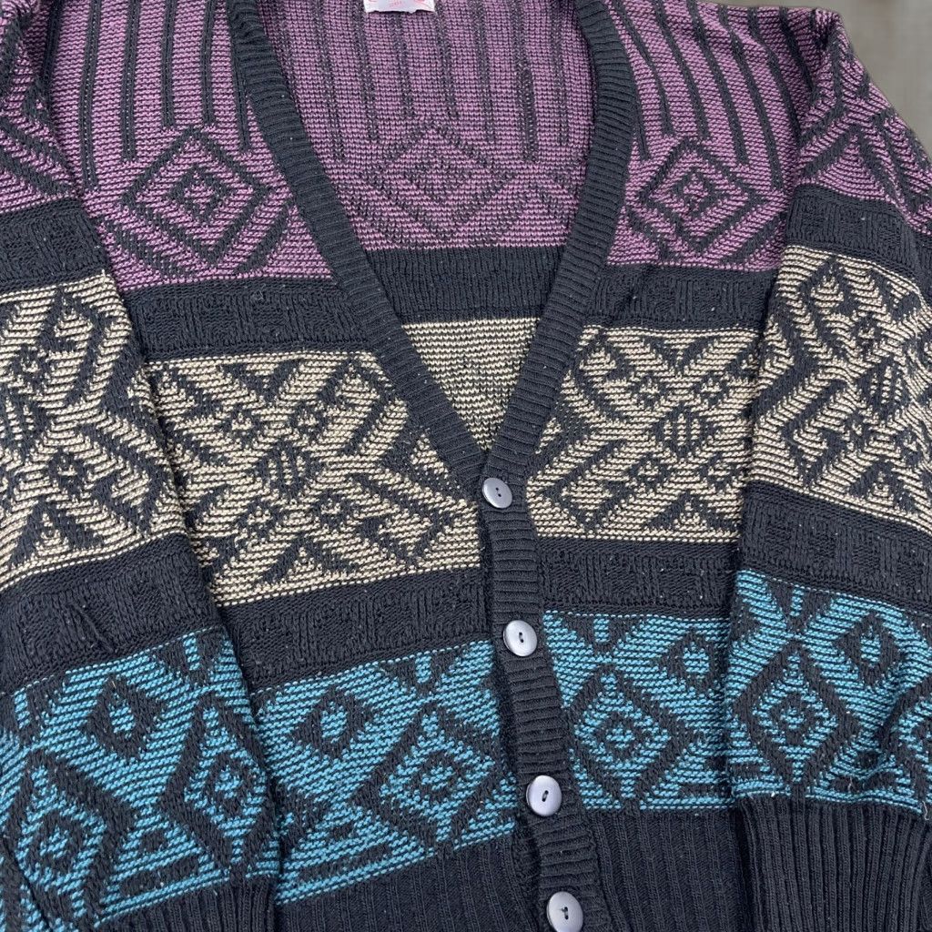Vintage VINTAGE Campus Cardigan Sweater Men L Geometric Size US L / EU 52-54 / 3 - 1 Thumbnail