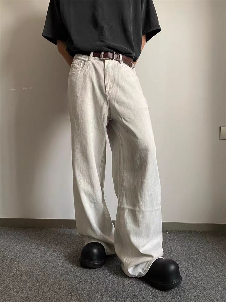 Designer × Jean × Vintage Vintage Washed Dirty White Tie-Dye Relaxed Jeans Size US 34 / EU 50 - 3 Thumbnail