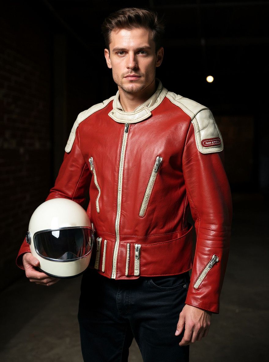 Hein Gericke Vintage 80s Red Leather Motorcycle Biker Jacket HEIN GERICKE Size US M / EU 48-50 / 2 - 4 Thumbnail