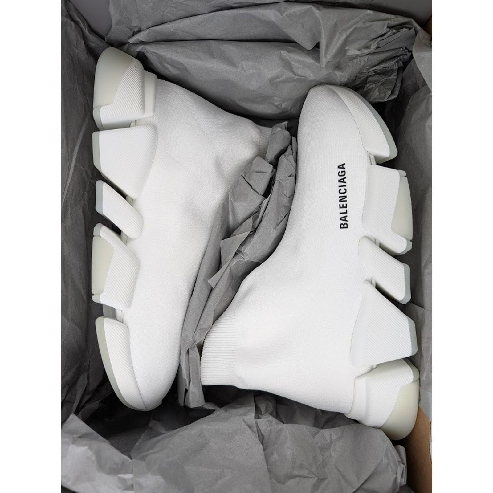Balenciaga o1rshd1 Speed 2.0 LT Recycled Knit Sneakers in White Size US 12 / EU 45 - 12 Thumbnail