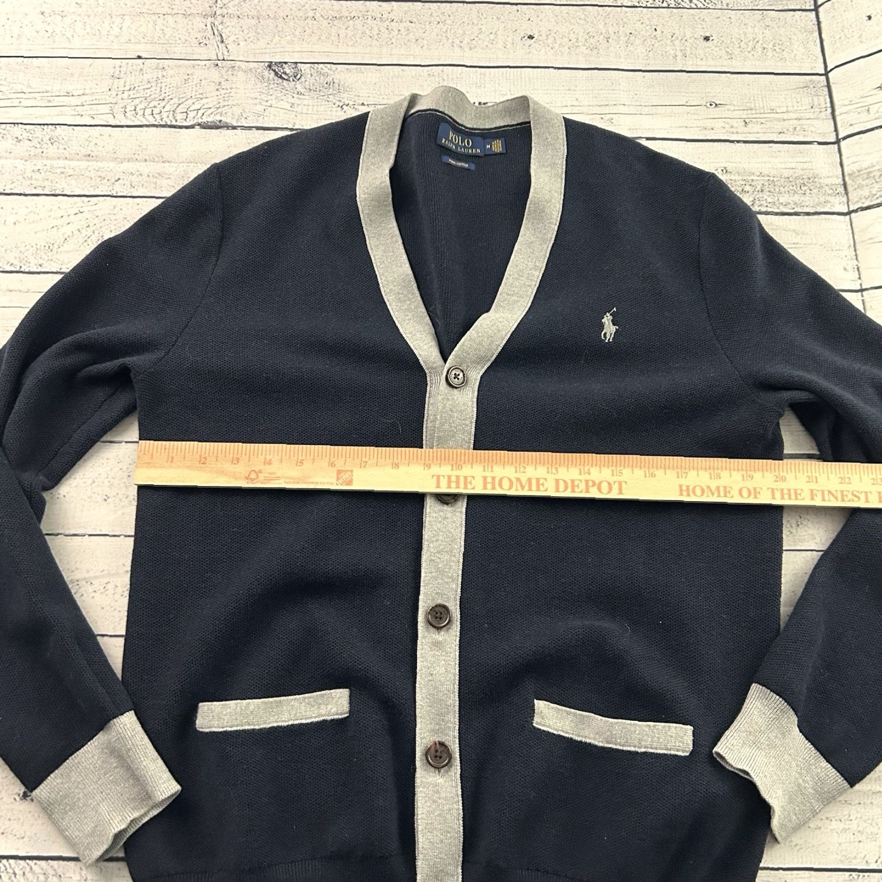 Polo Ralph Lauren Polo Ralph Lauren Pima Cotton Varsity Sweater Men's M Blue Cardigan Knit Log o Button Solid Pattern Shirt Size US M / EU 48-50 / 2 - 5 Thumbnail