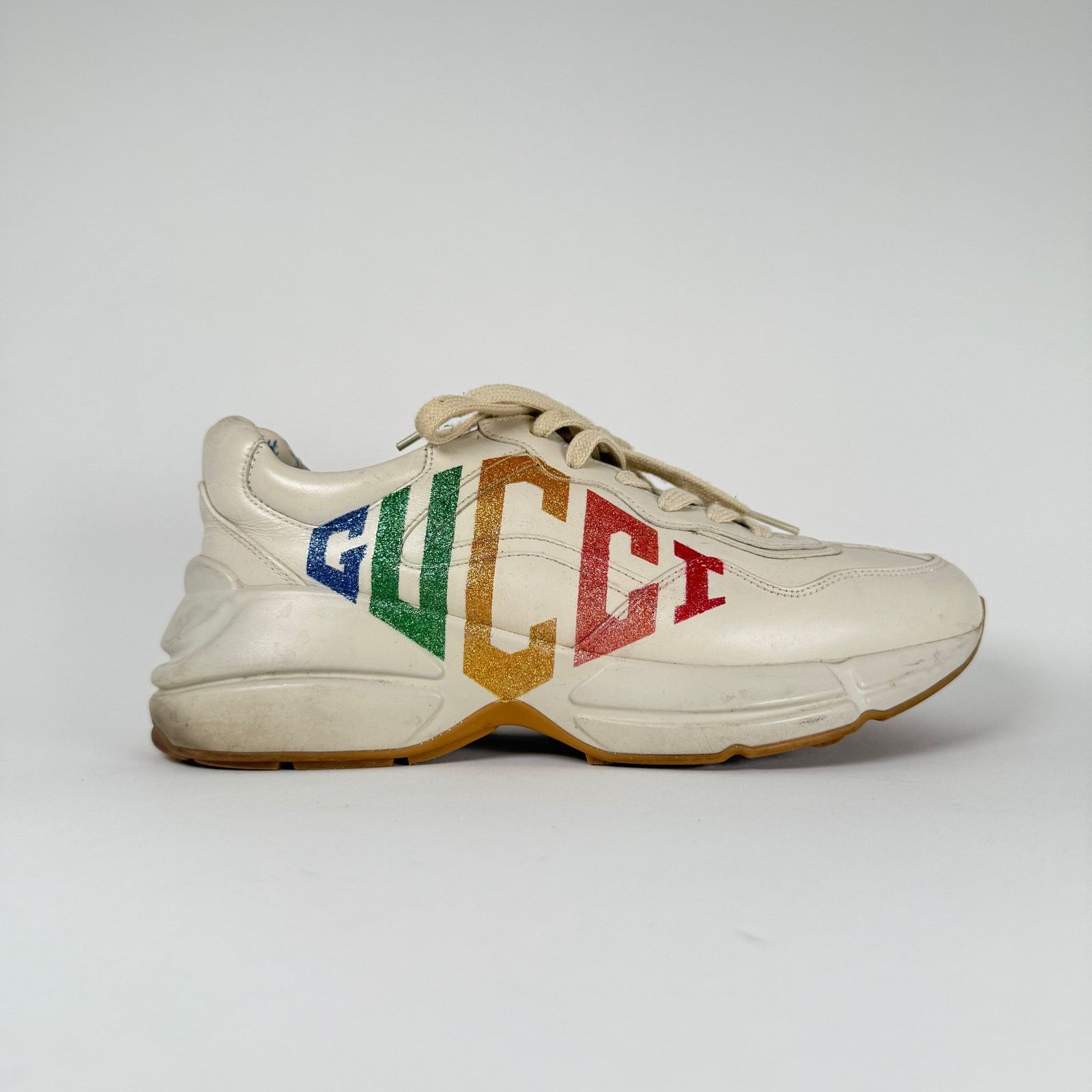 Gucci Gucci Rainbow Logo Cream Rython Sneaker Size GG 8.5 Size US 10 / IT 40 - 1 Thumbnail