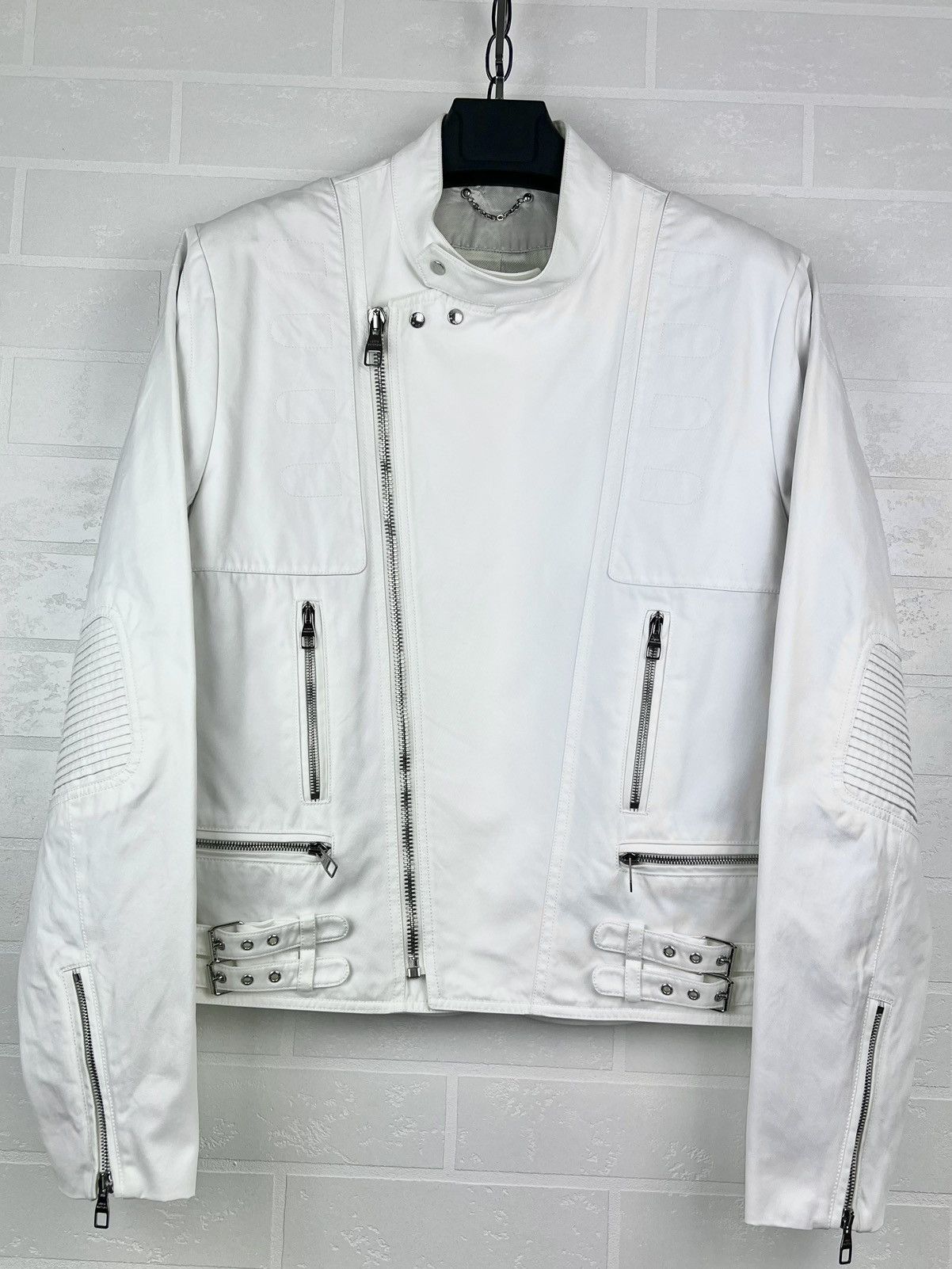 Louis Vuitton LOUIS VUITTON Jacket Biker Cotton Zippers Pocket LV White Size US XL / EU 56 / 4 - 5 Thumbnail