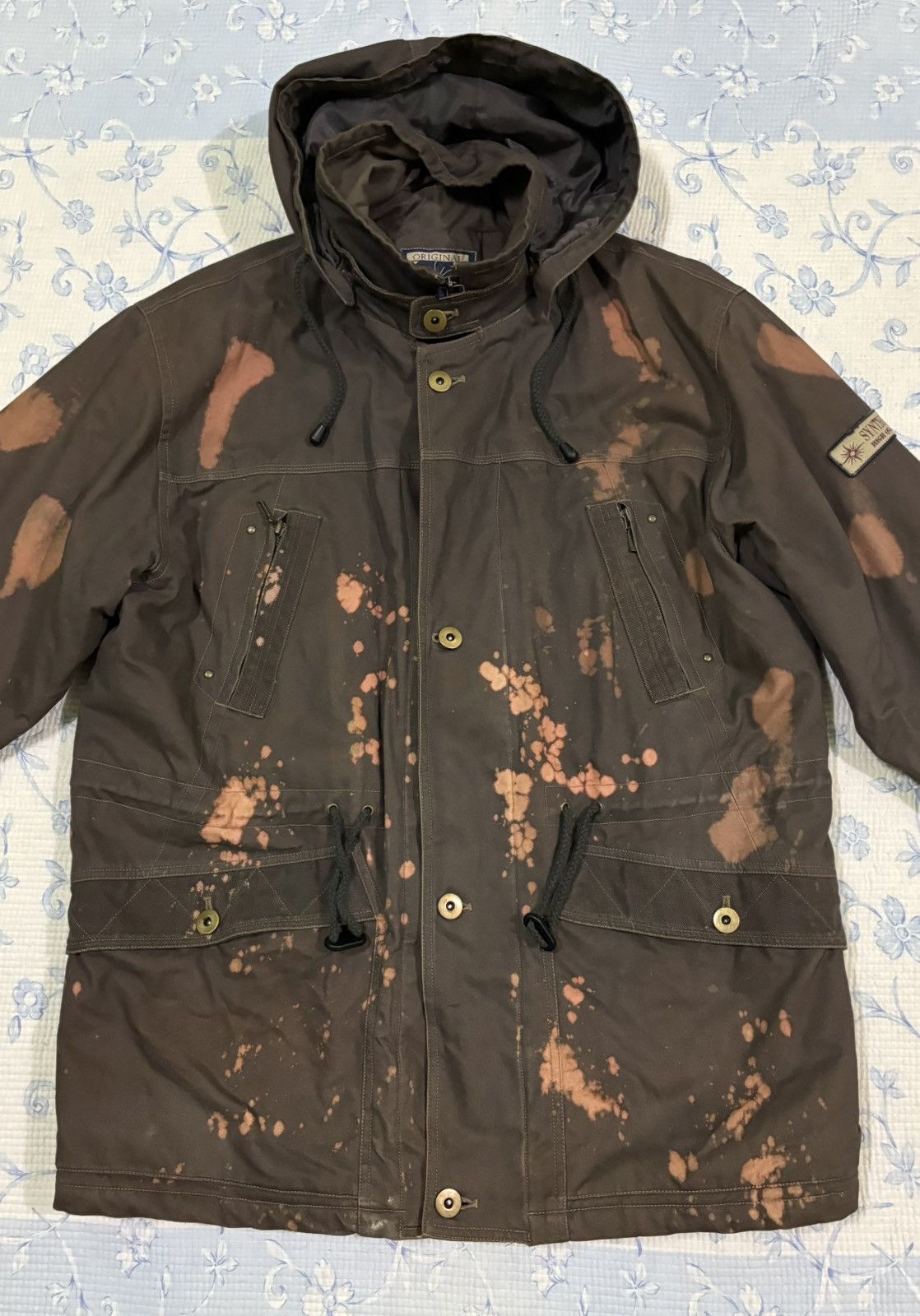 Vintage Sythetic Utility Parka Hooded Zip Up Acid Wash Jacket Size US L / EU 52-54 / 3 - 4 Thumbnail