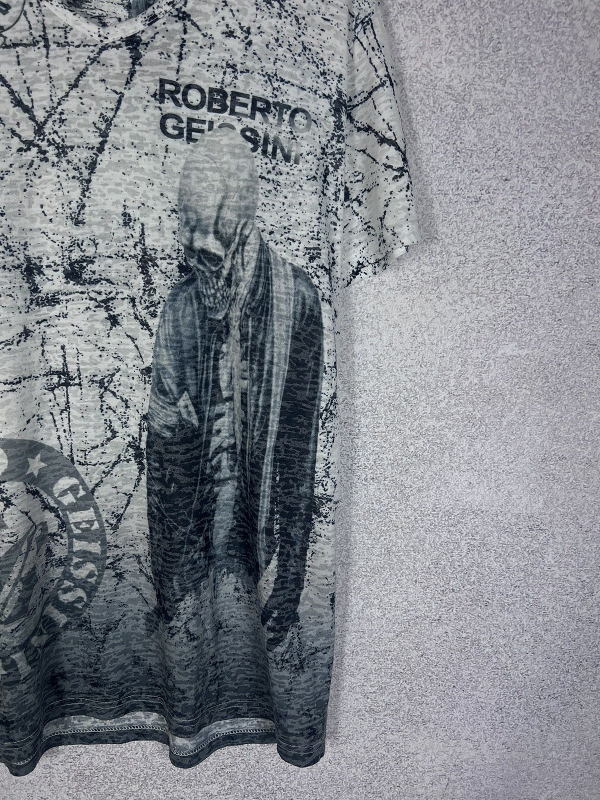 Designer Vintage Roberto Geissini American Skull T-Shirt Cowboy Tee Size US XL / EU 56 / 4 - 3 Thumbnail