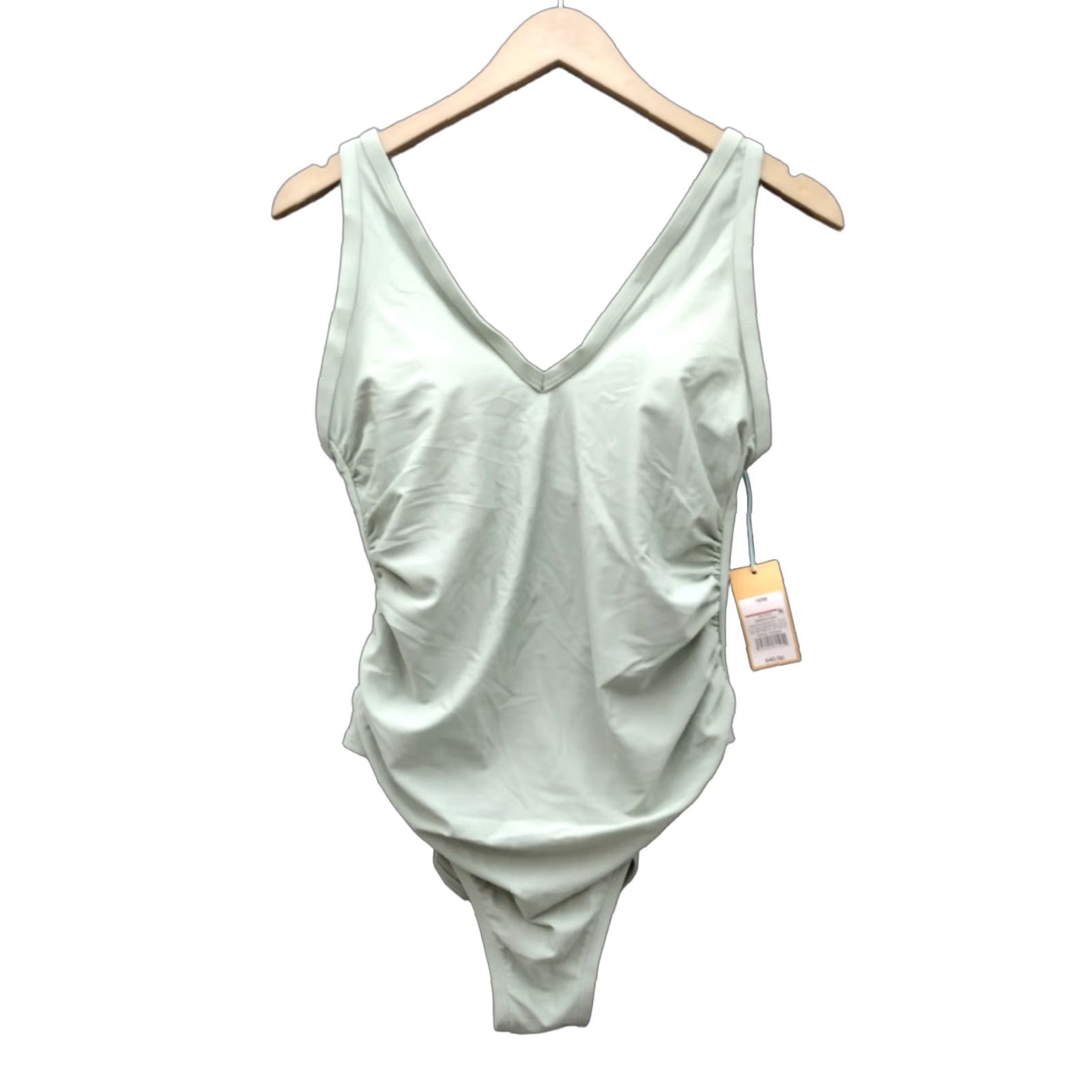Vintage Kona Sol Women’s 16W Solid V-Neck Green One Piece Swimsuit Swim Size ONE SIZE - 1 Thumbnail