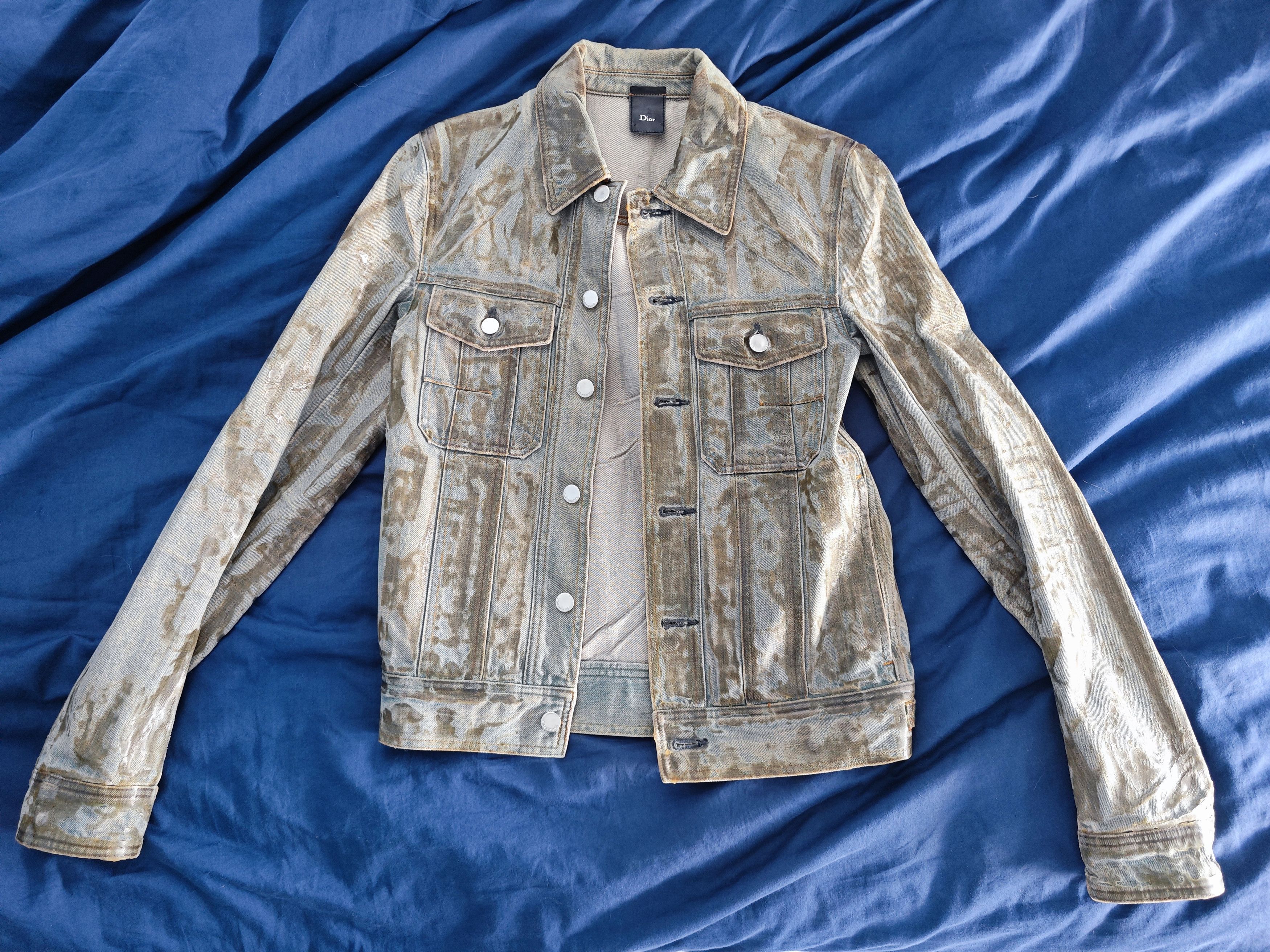 Waxed Blue Denim Jacket Dior Homme 04SS WAX Ice Blue Denim Jacket